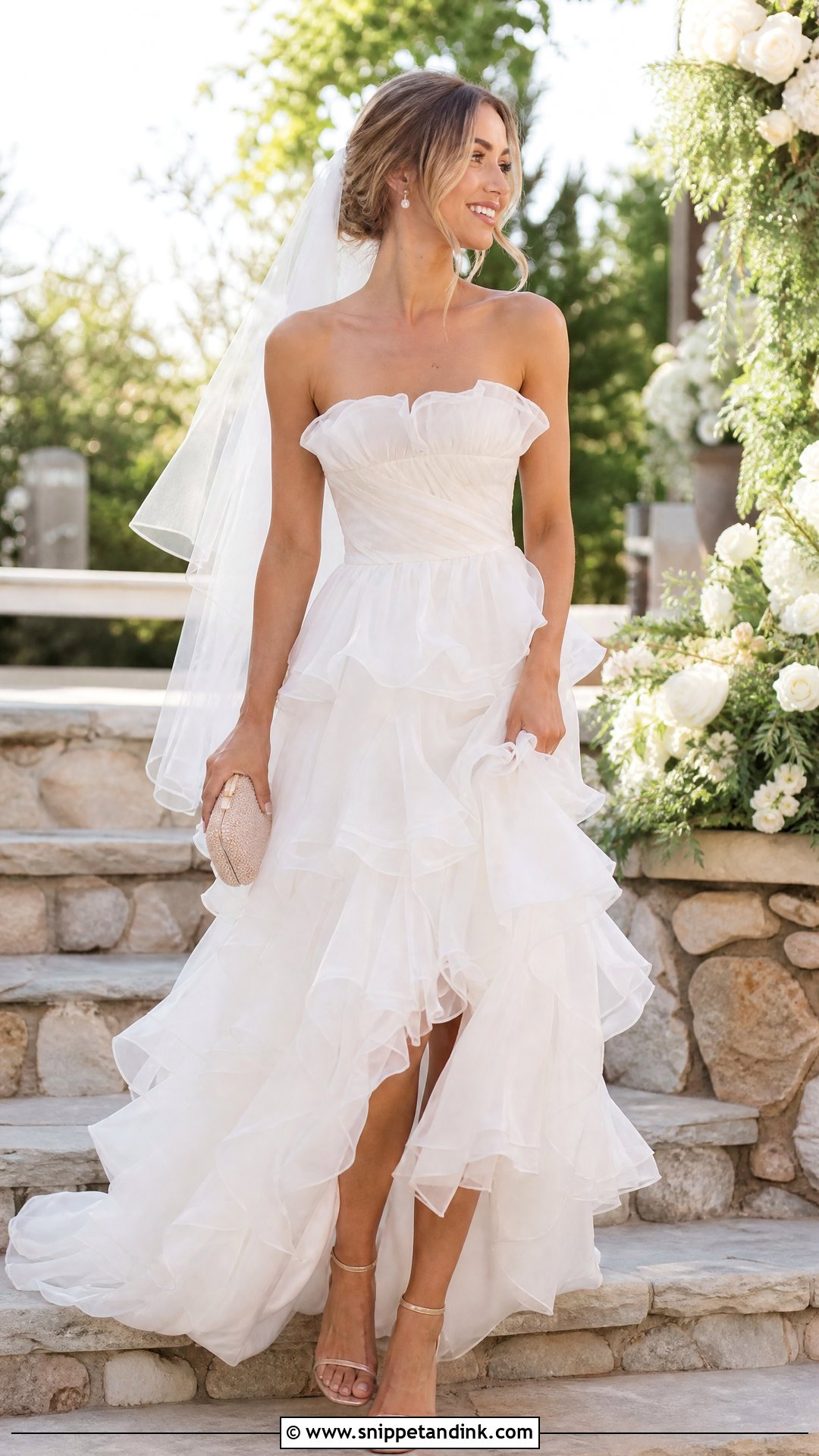 Veil With Ruffle Wedding Dress - Snippet and Ink - 25 Veil Outfit Ideas