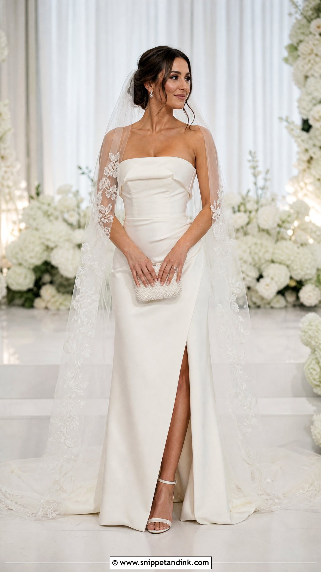 Veil With Strapless Wedding Dress - Snippet and Ink - 25 Veil Outfit Ideas