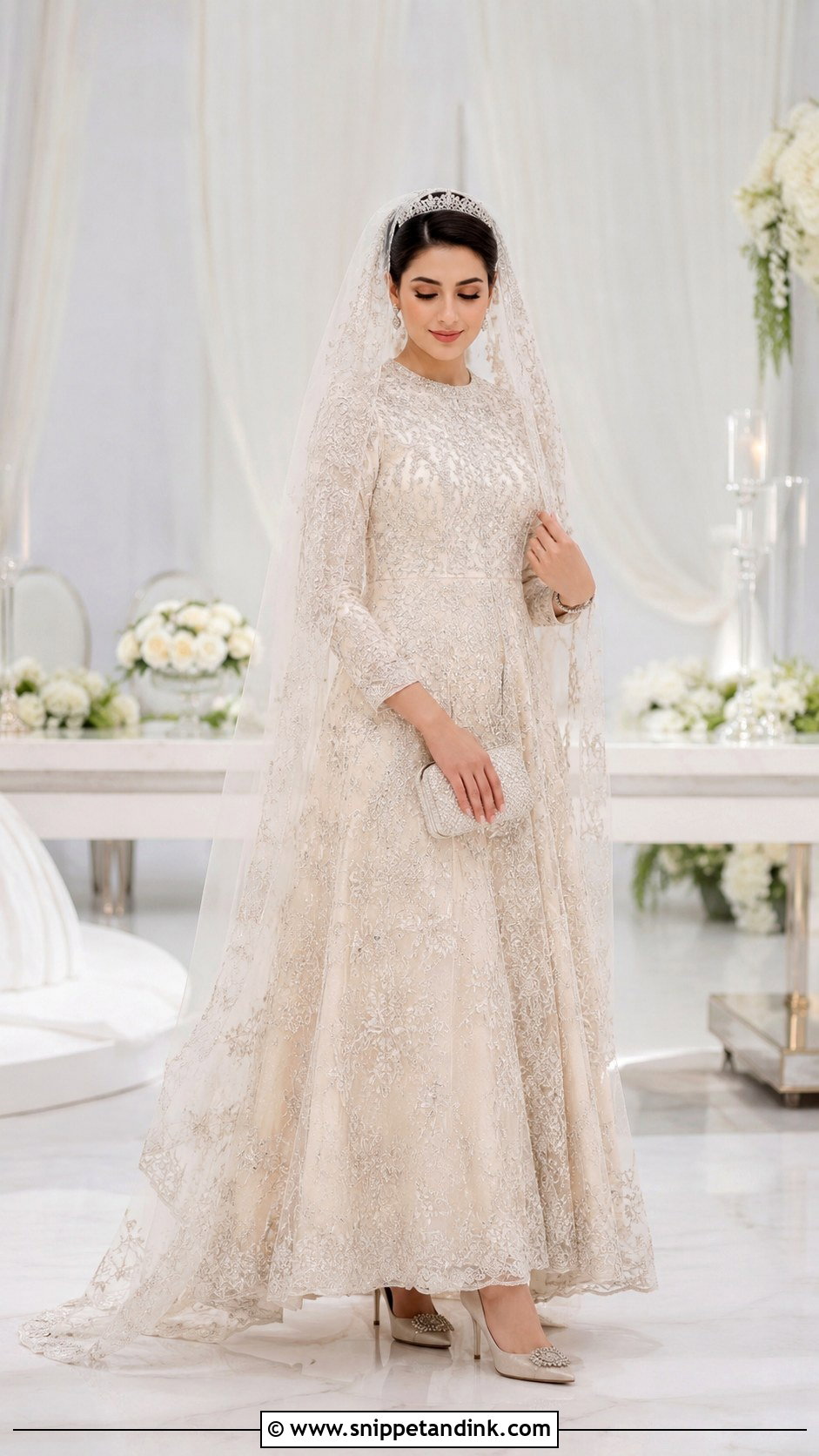Veil With Tiara Nikah Outfit - Snippet and Ink - 25 Nikah Veil Ideas