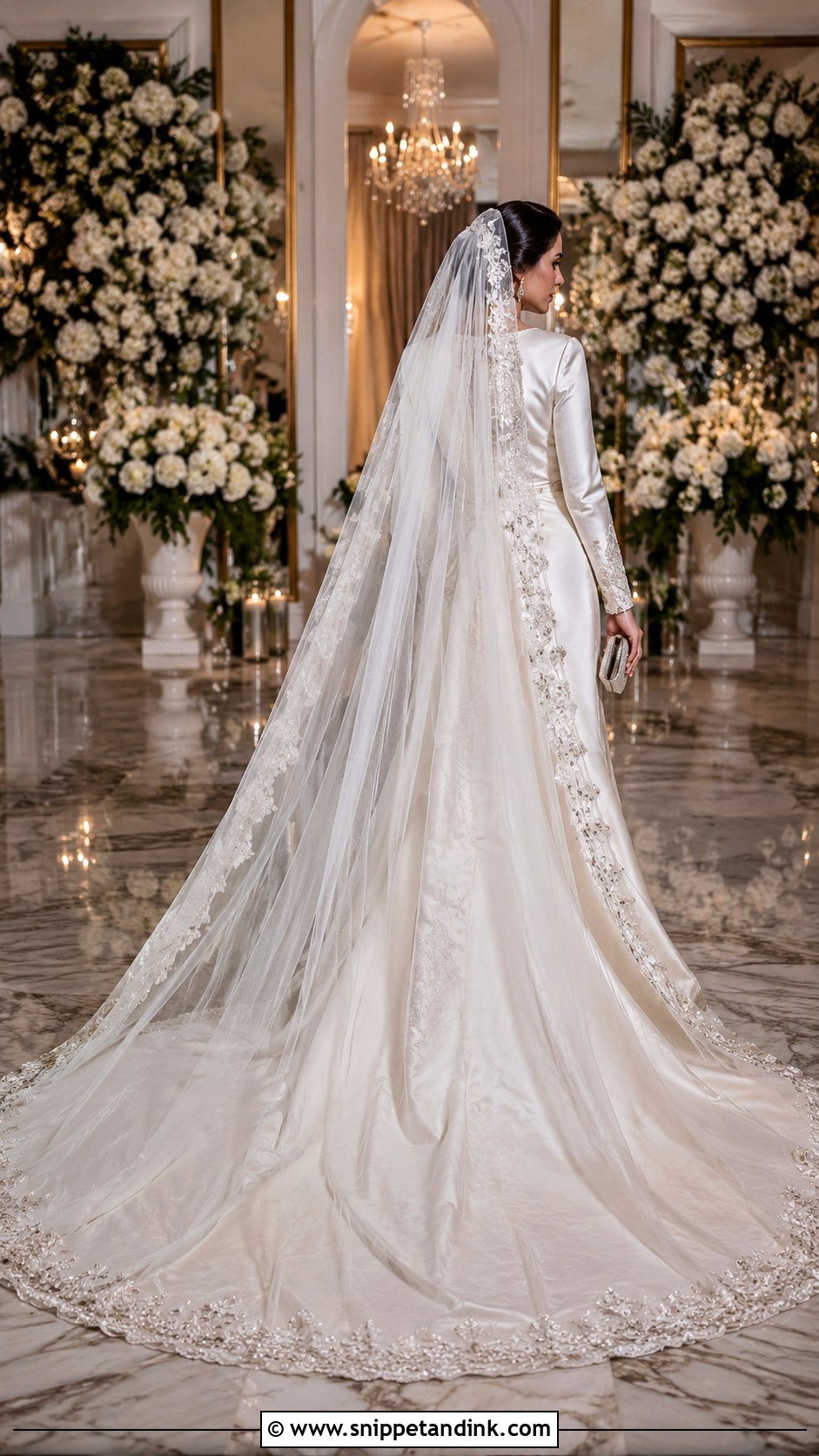 Veil With Train Nikah Outfit - Snippet and Ink - 25 Nikah Veil Ideas