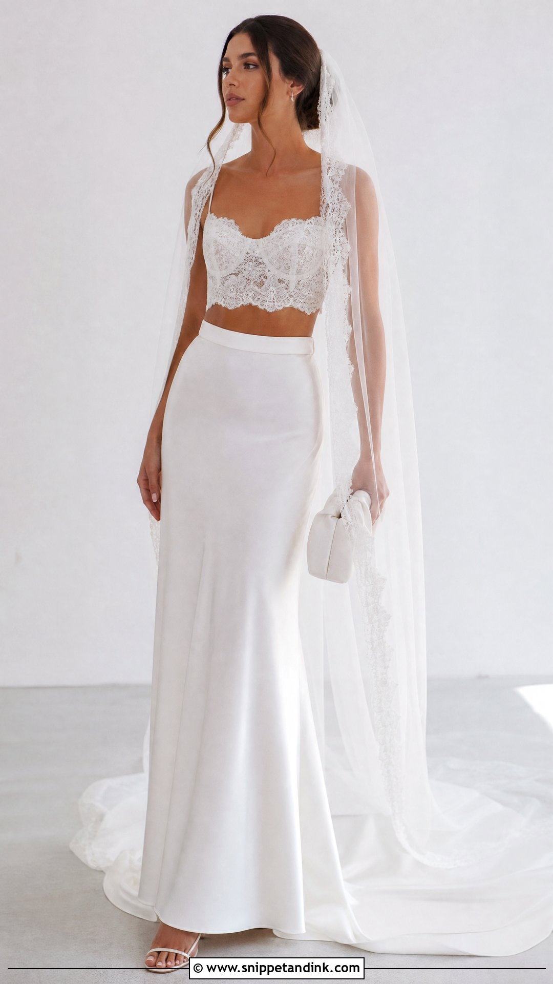 Veil With Two Piece Bridal Set - Snippet and Ink - 25 Veil Outfit Ideas