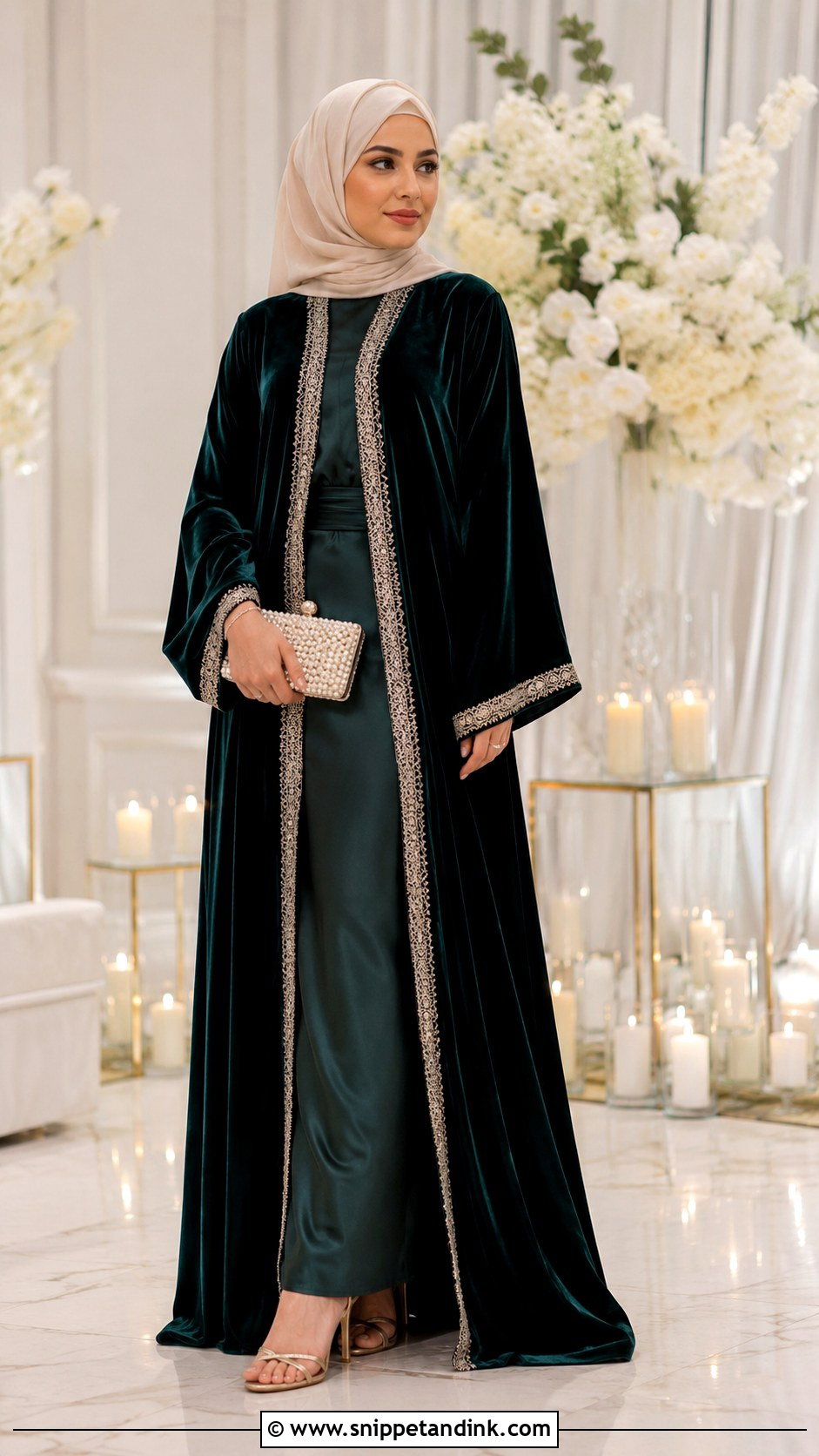 Velvet Abaya Wedding Outfit - Snippet and Ink - 25 Abaya Wedding Dress Ideas