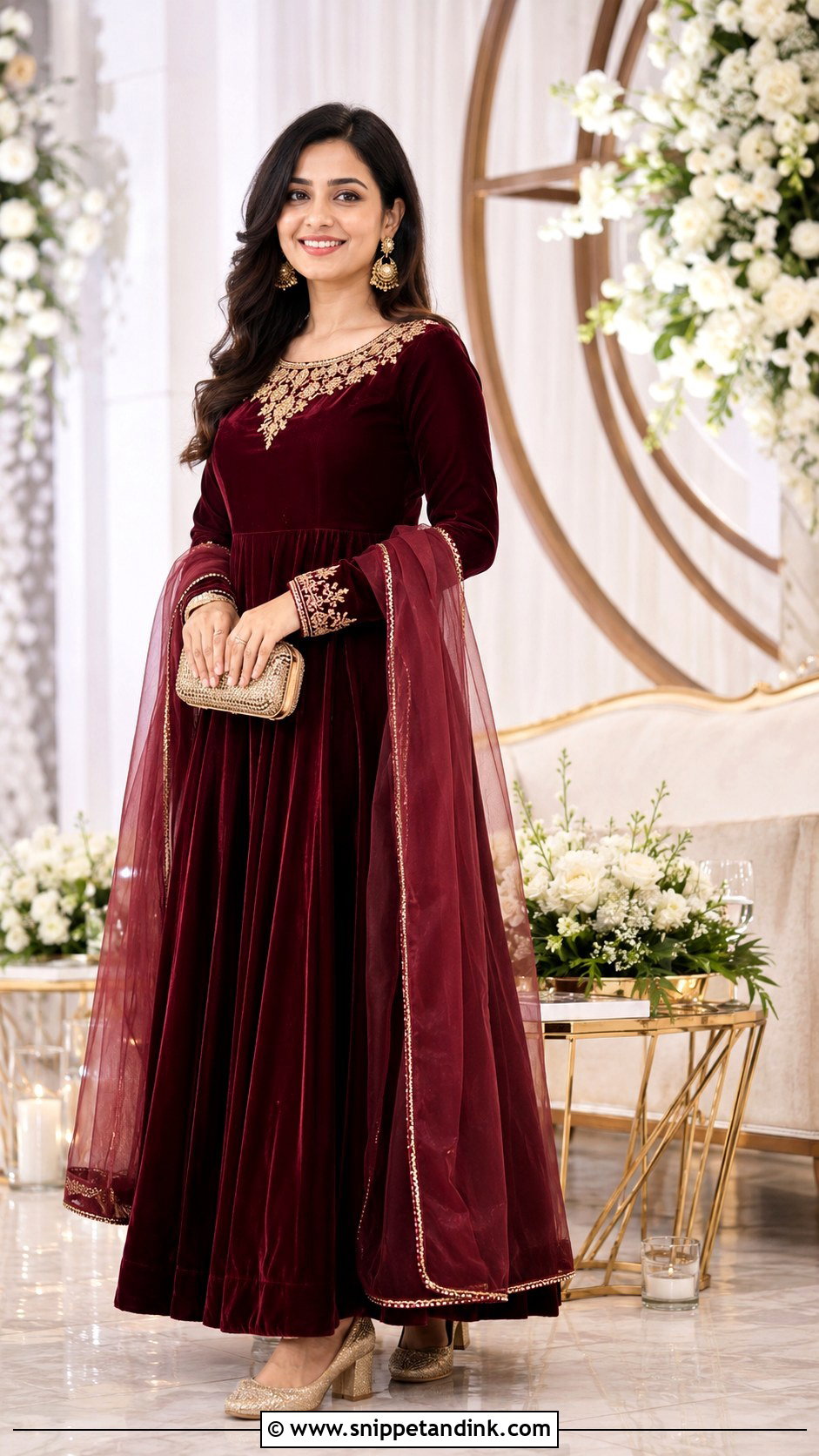 Velvet Anarkali Dress for Ring Ceremony - Snippet and Ink - 20 Dress for Ring Ceremony Ideas