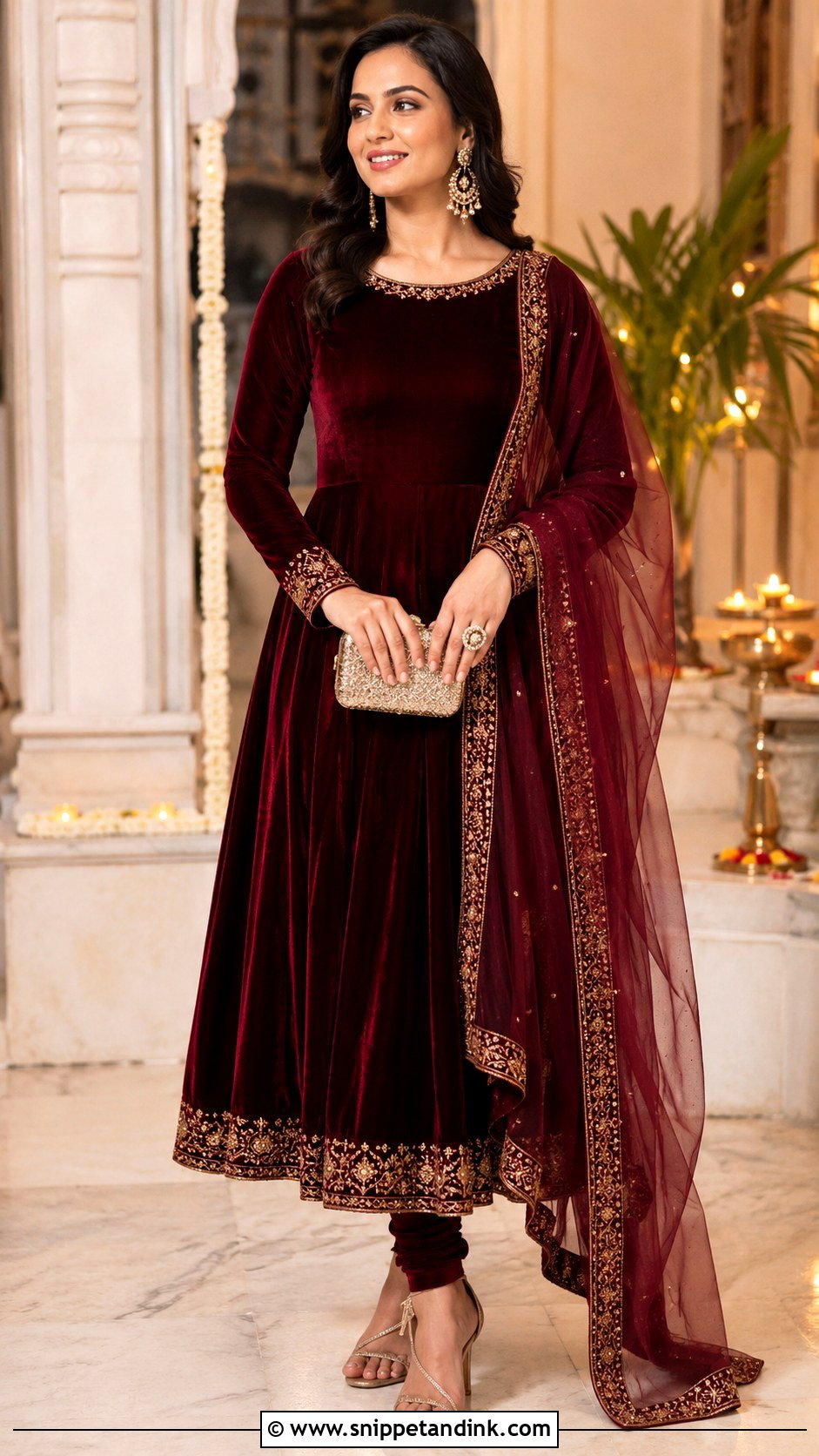 Velvet Anarkali Festive Outfit - Snippet and Ink - 25 Indian Festive Outfits