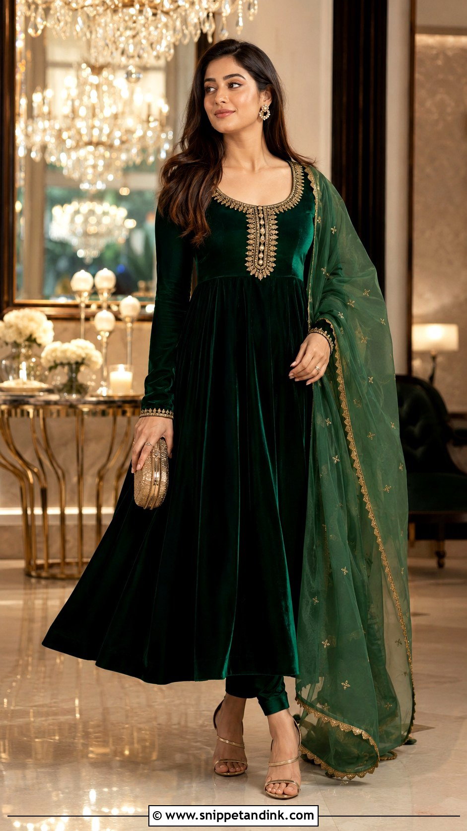 Velvet Anarkali Gown With Dupatta - Snippet and Ink - 25 Anarkali Gown with Dupatta Ideas