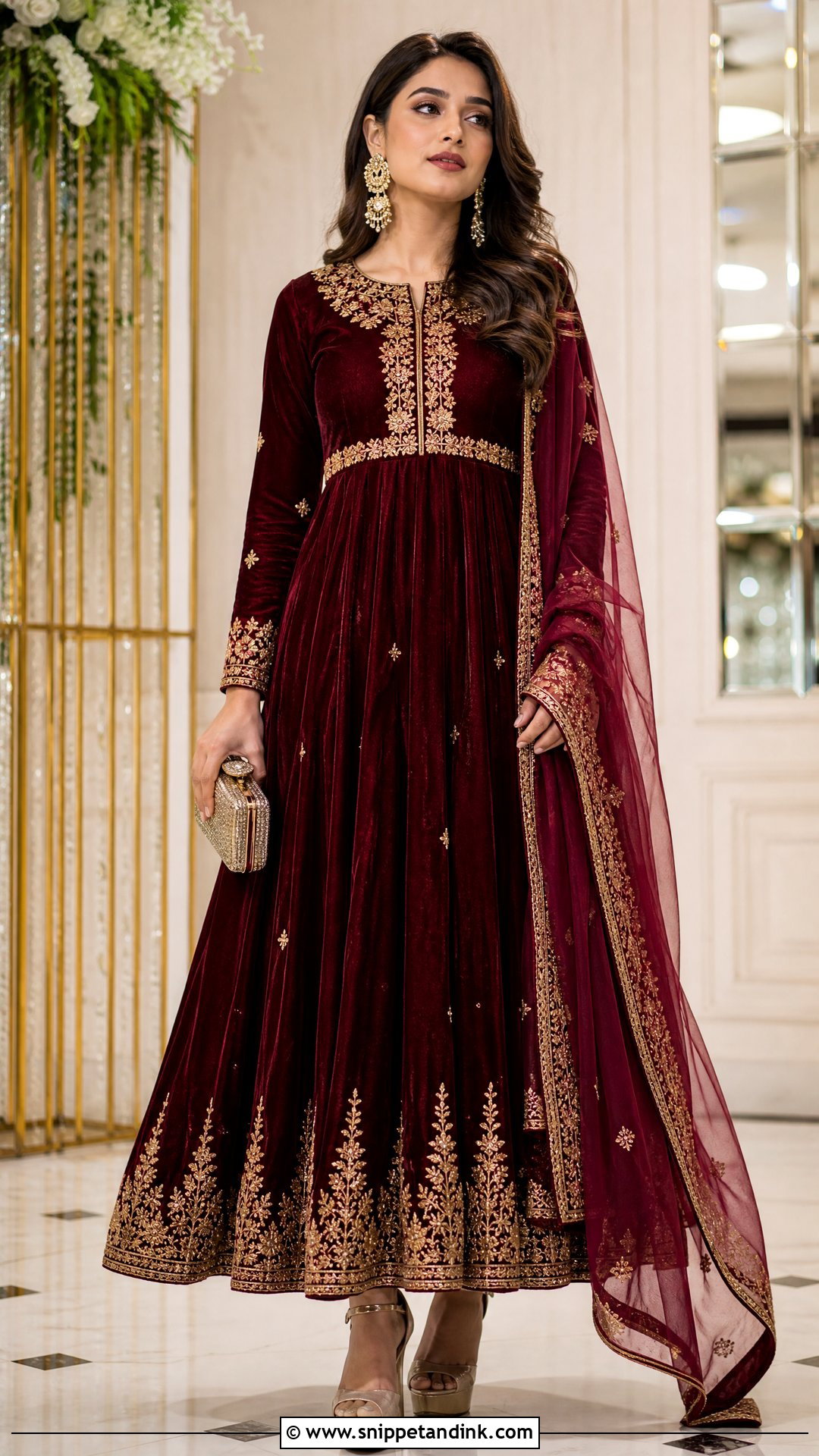 Velvet Anarkali Suit - Snippet and Ink - 20 Suit Ideas for Women Indian Wedding