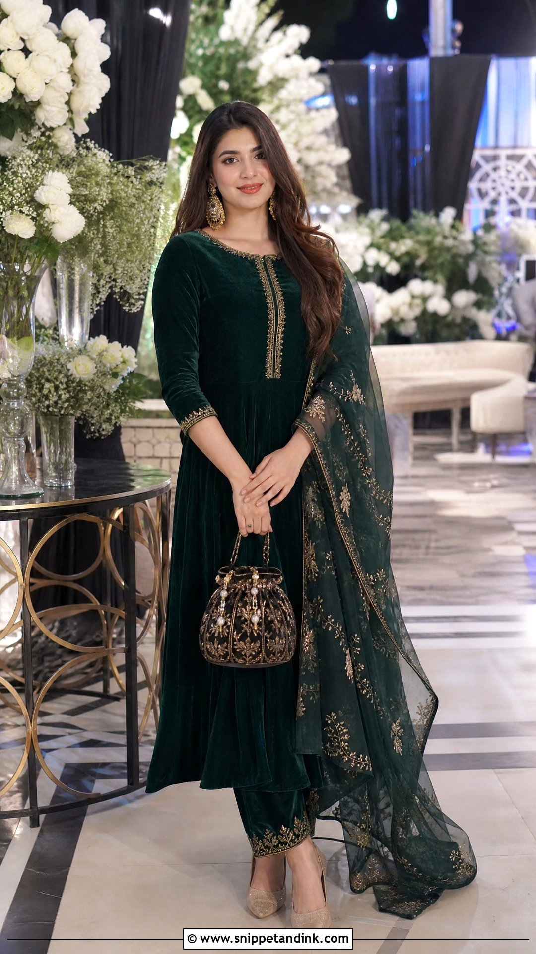 Velvet Anarkali Winter Marriage Function Outfit - Snippet and Ink - 20 Marriage Function Outfit for Women Ideas