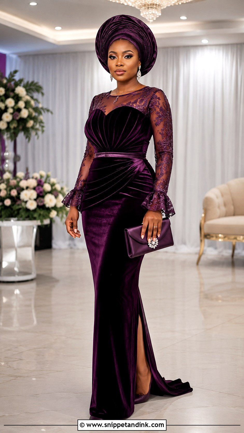 Velvet And Lace Nigerian Gown - Snippet and Ink - 20 Nigerian Gown Ideas