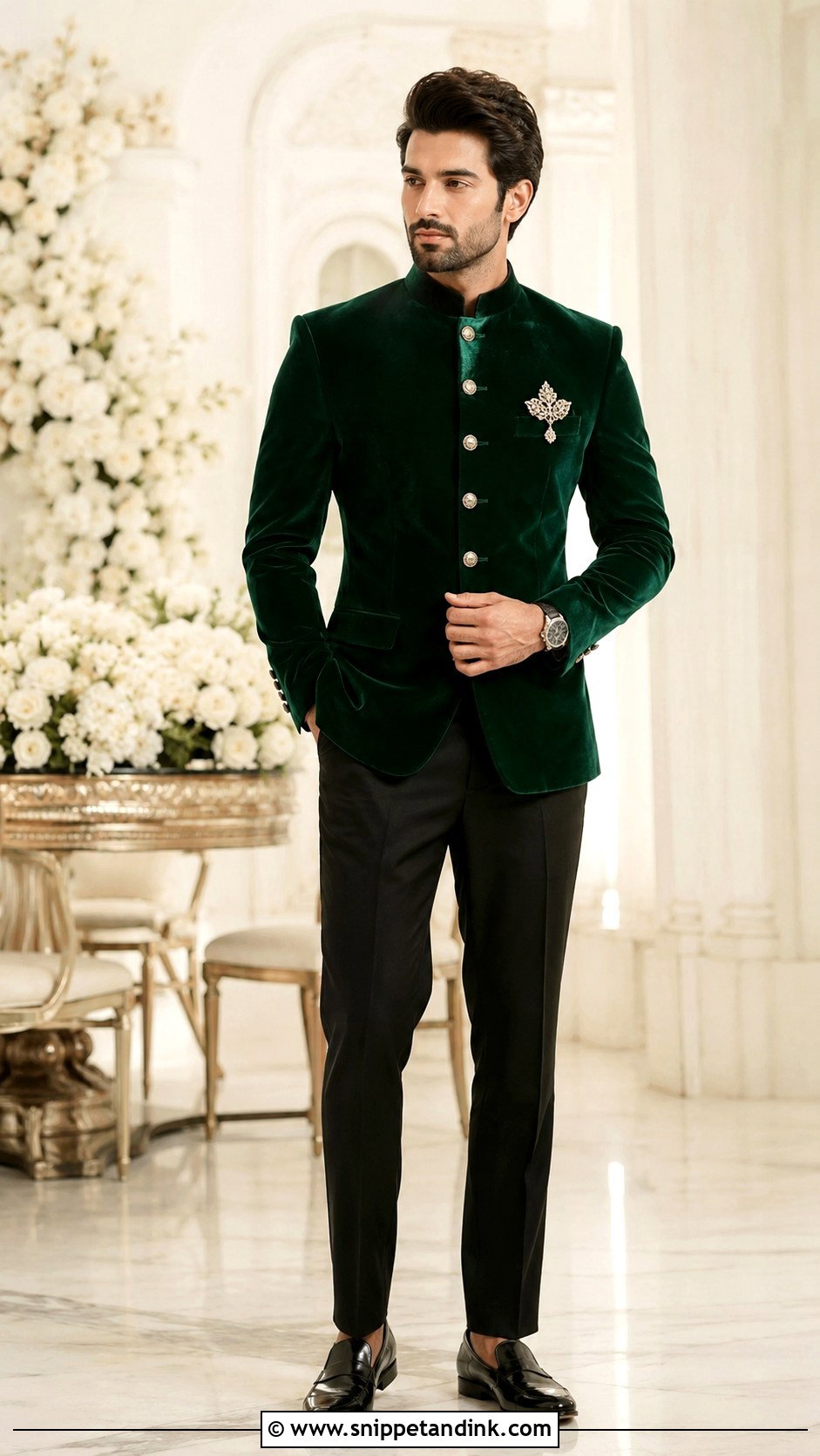 Velvet Bandhgala With Black Trousers - Snippet and Ink - 20 Brother of the Bride Ideas
