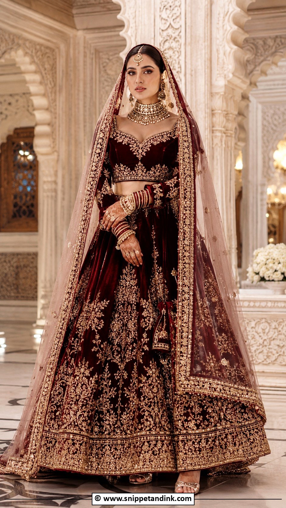 Velvet Barat Bride Lehenga - Snippet and Ink - 30 Barat Bride Ideas