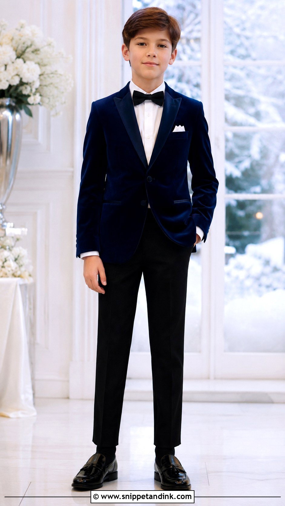 Velvet Blazer Winter Boys Wedding Outfit - Snippet and Ink - 20 Boys Wedding Outfits