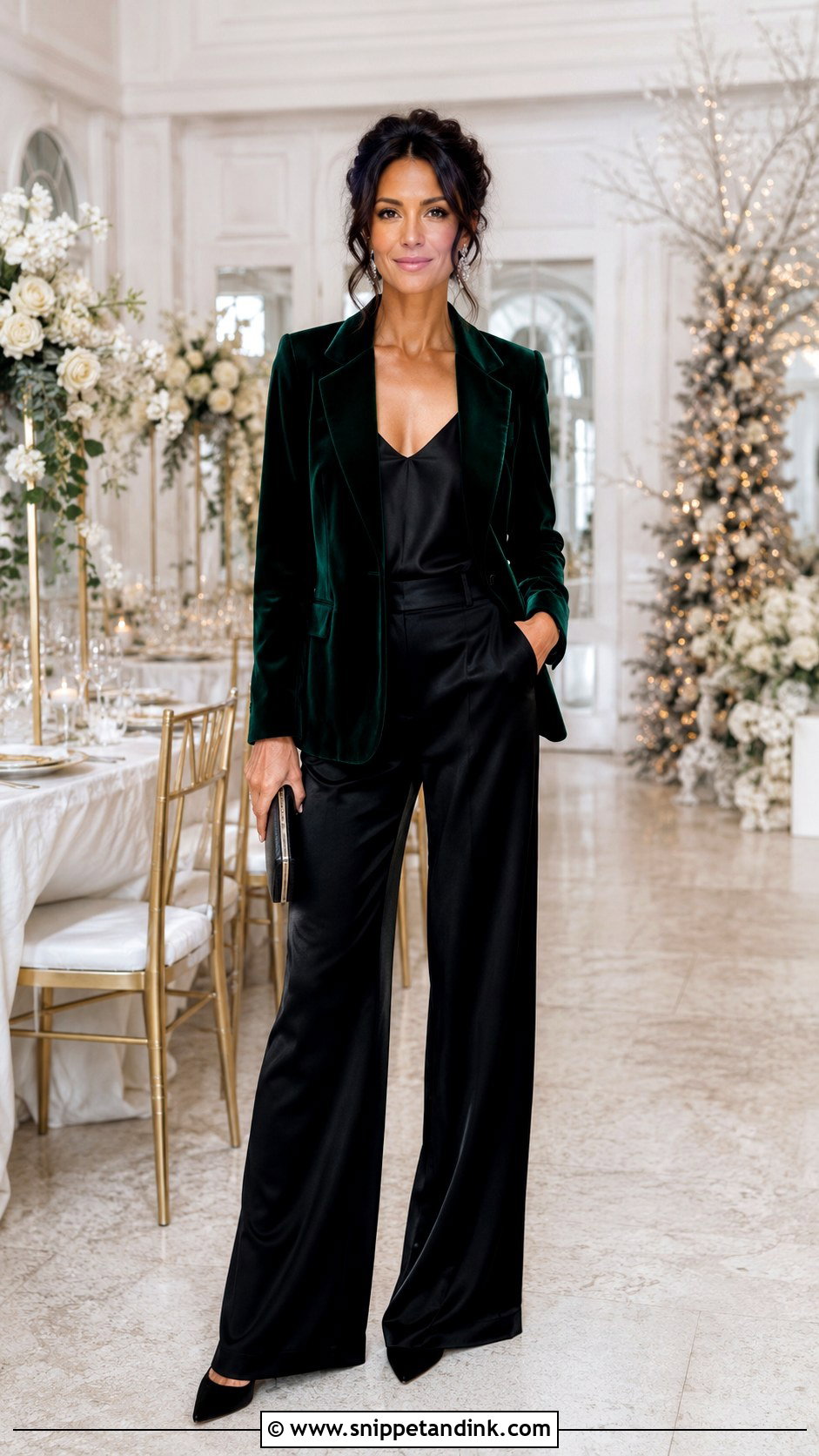 Velvet Blazer With Satin Trousers - Snippet and Ink - 20 Blazer for Wedding Ideas