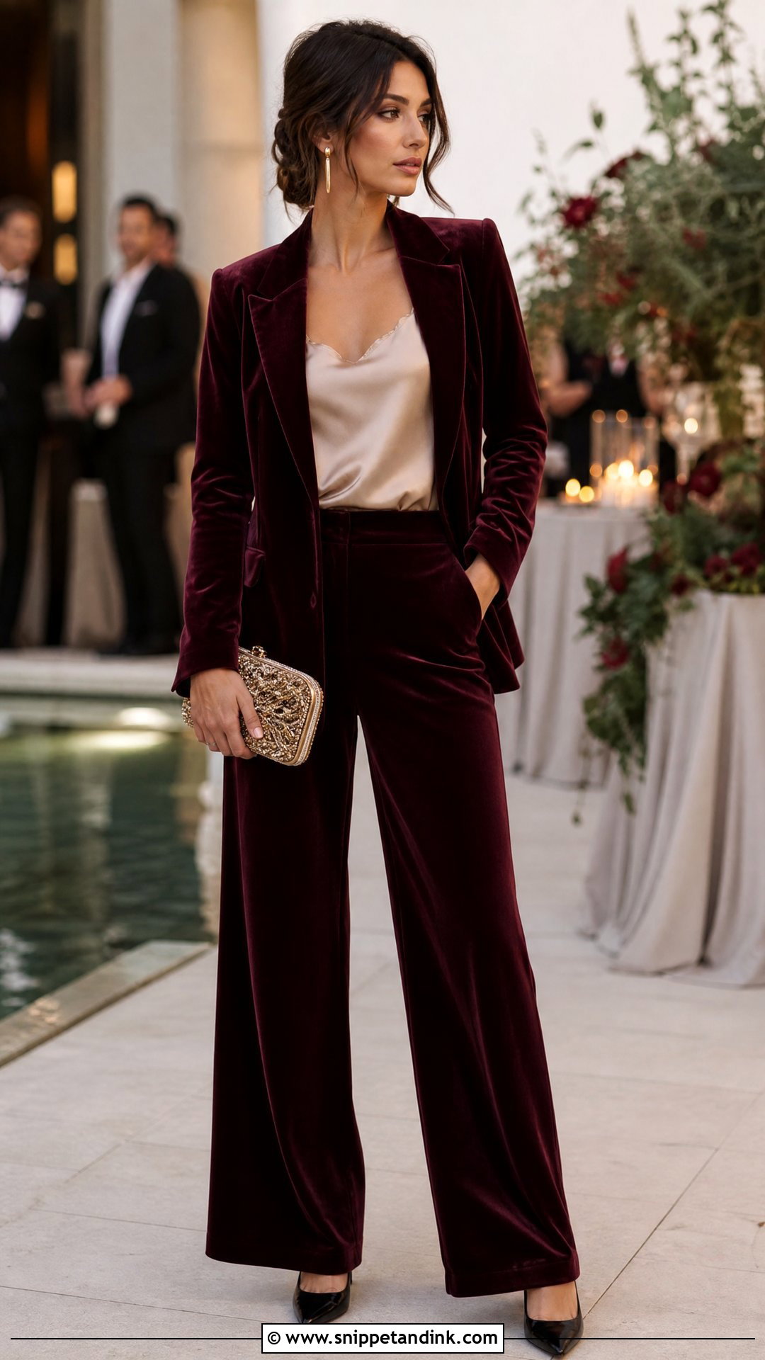 Velvet Blazer and Wide Leg Trousers for a Fall Wedding - Snippet and Ink - 20 What to Wear to a Fall Wedding Ideas