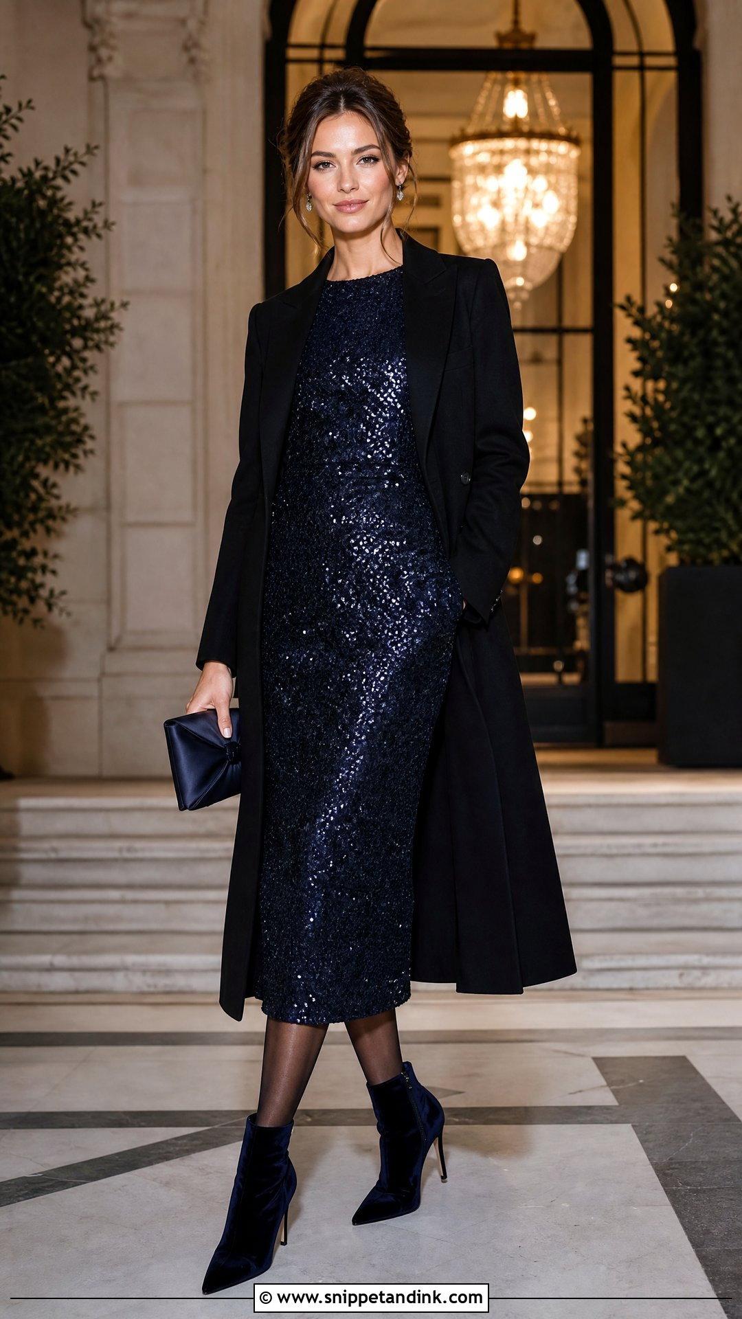 Velvet Boots With Sequin Midi Dress - Snippet and Ink - 20 Winter Wedding Boots Ideas