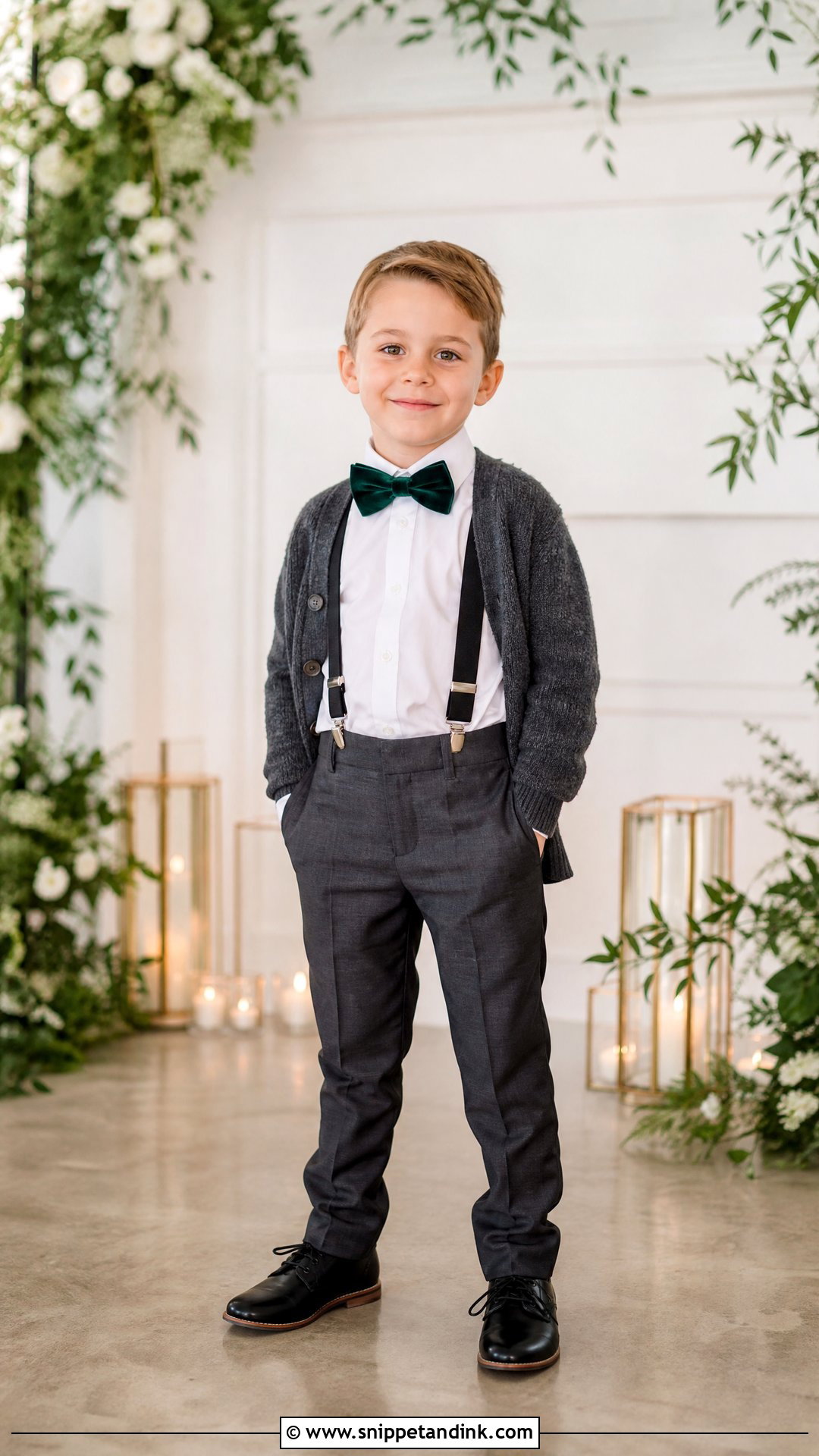Velvet Bow Tie Ring Bearer Suspenders Outfit - Snippet and Ink - 20 Ring Bearer Suspenders Outfit Ideas