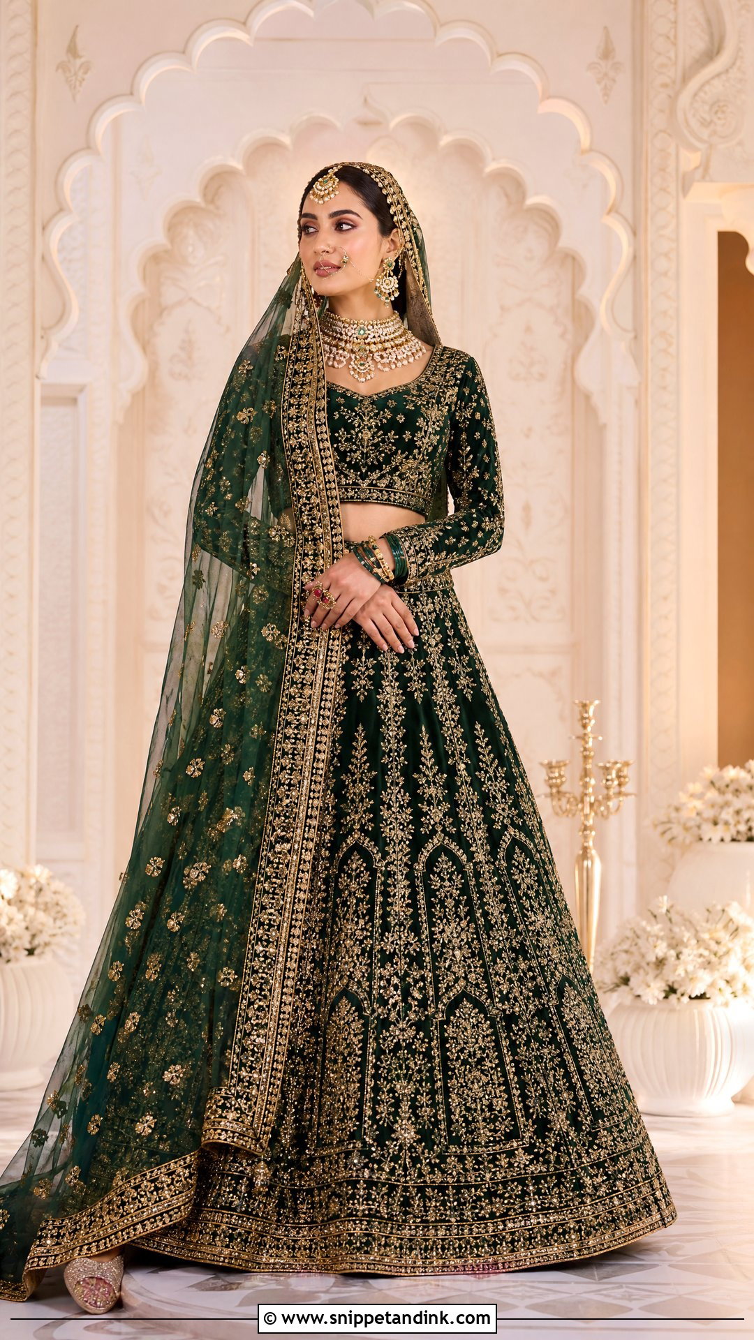 Velvet Bridal Aari Work Lehenga - Snippet and Ink - 25 Bridal Aari Work Ideas