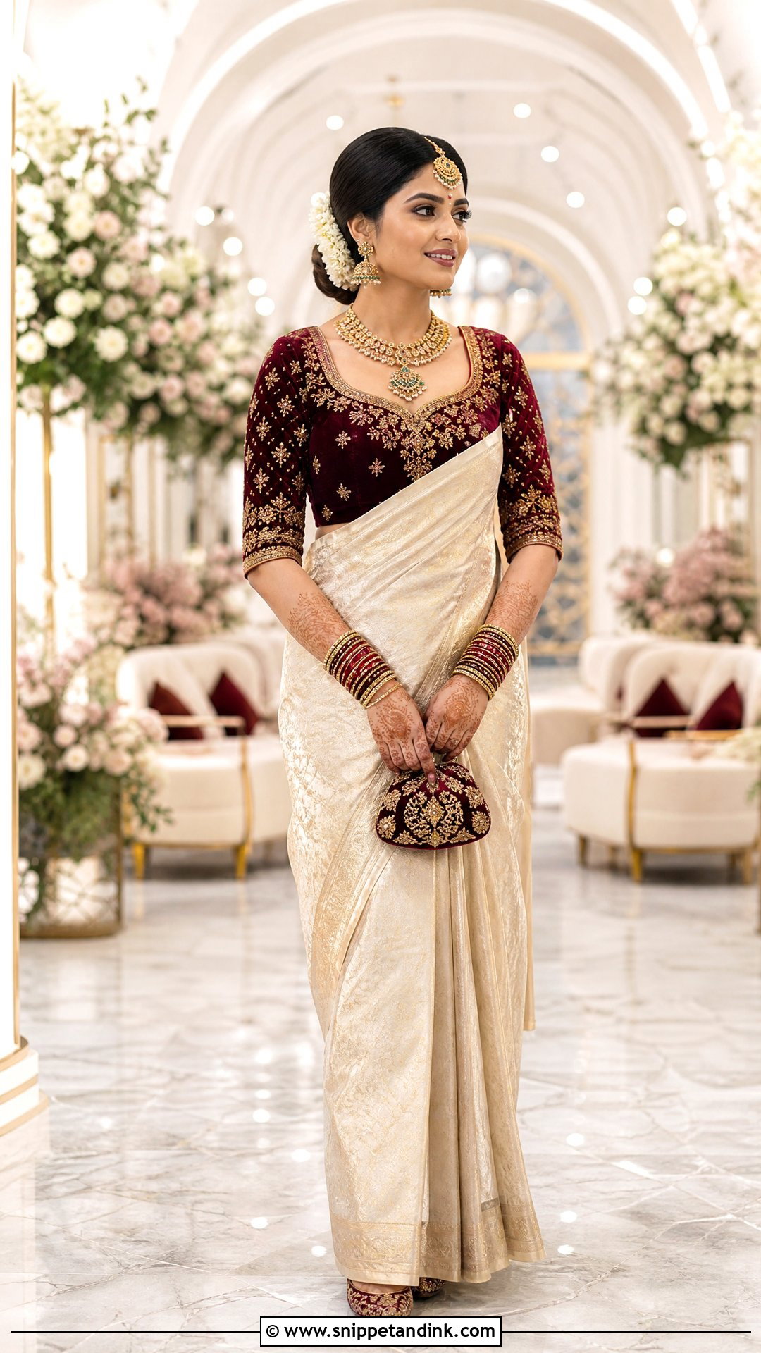 Velvet Bridal Blouse Maggam Work Design - Snippet and Ink - 20 Latest Bridal Blouse Maggam Work Designs