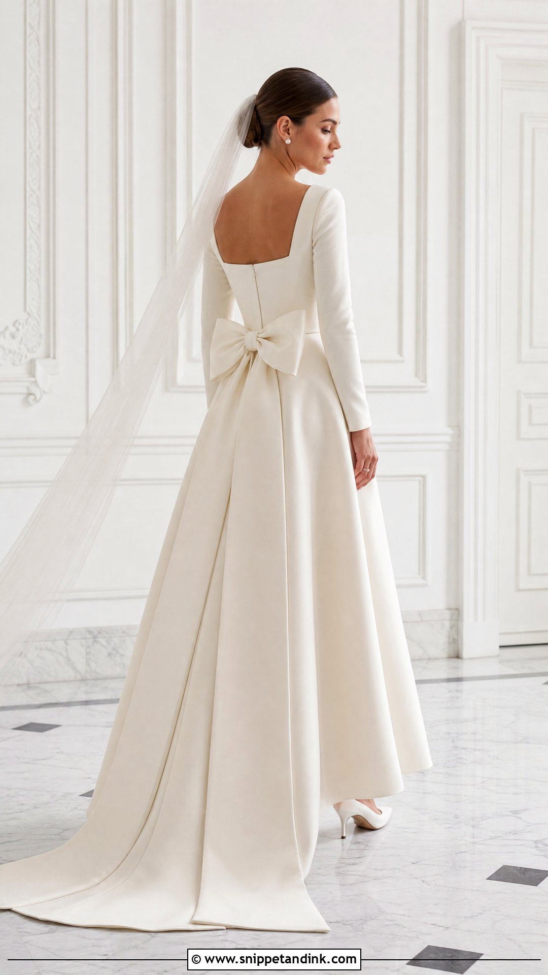 Velvet Bridal Dress With Bow Back - Snippet and Ink - 20 Velvet Bridal Dress Ideas