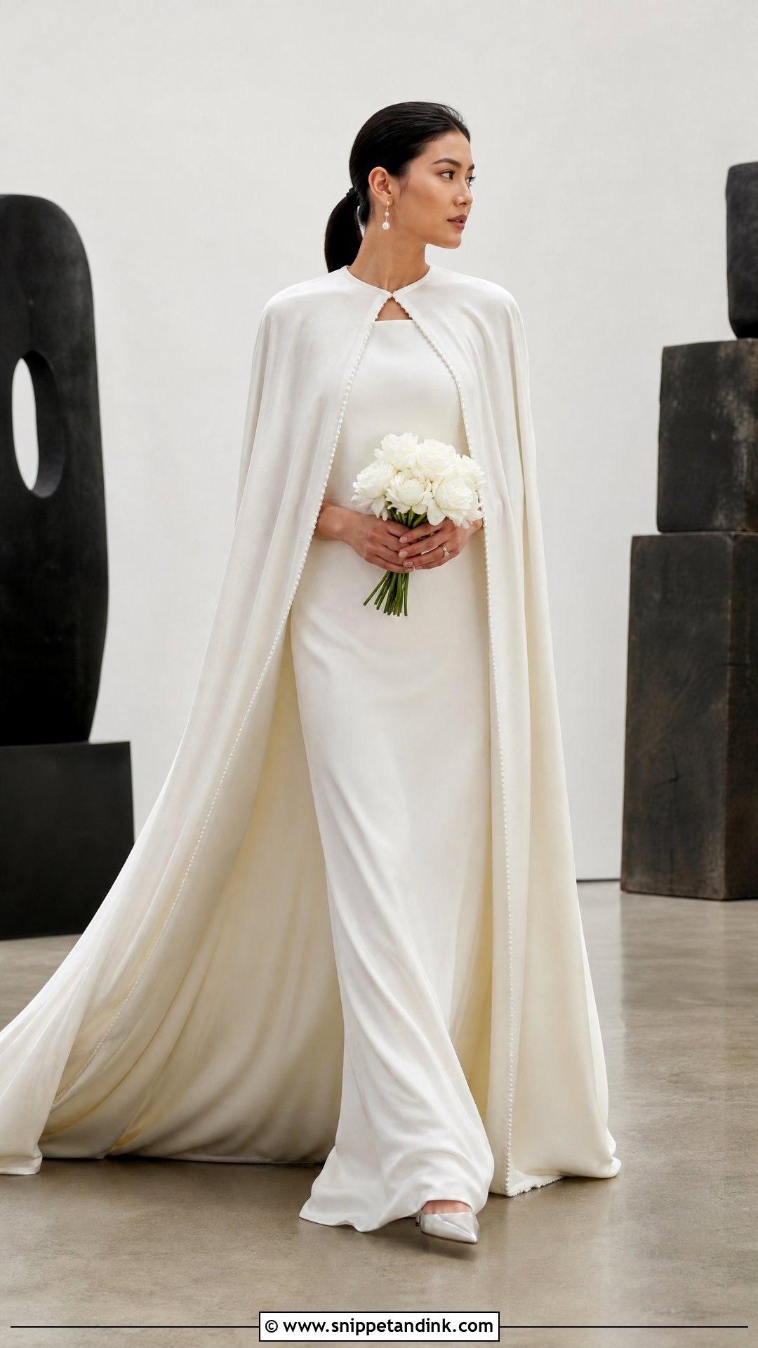 Velvet Bridal Dress With Detachable Cape - Snippet and Ink - 20 Velvet Bridal Dress Ideas