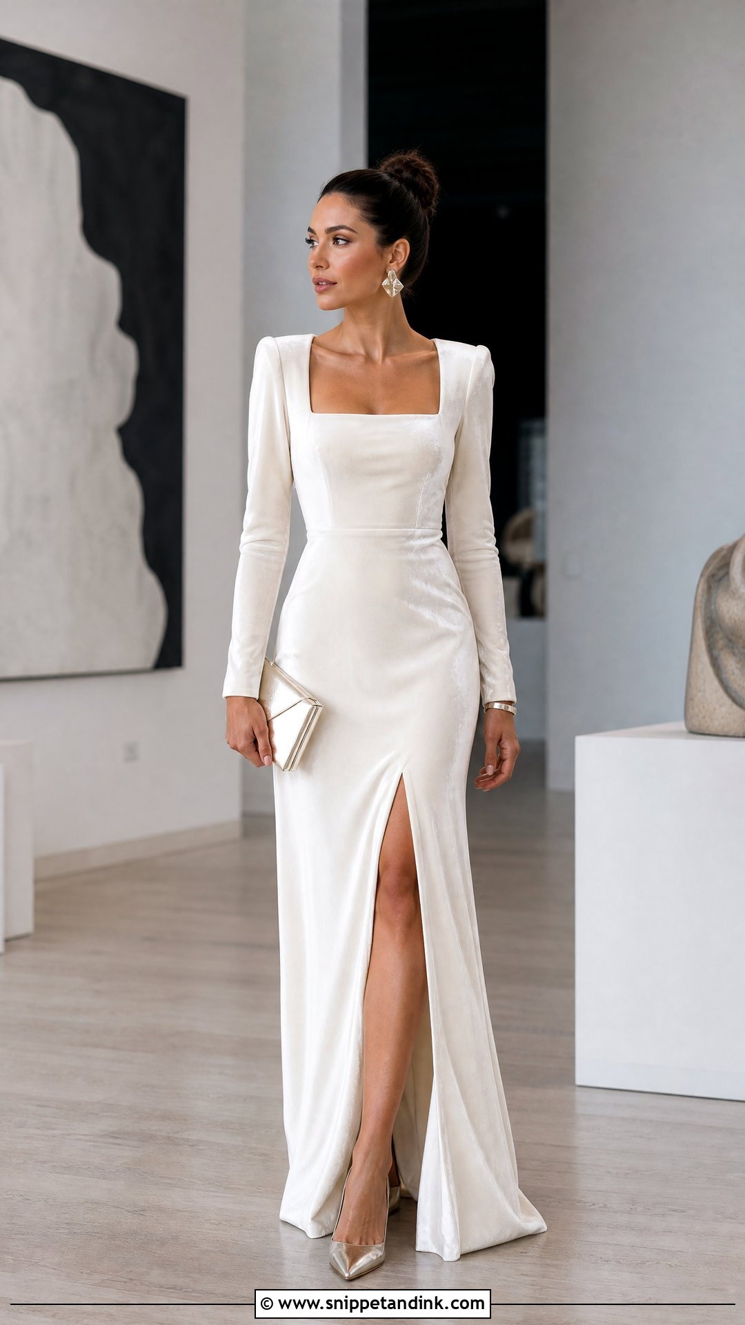 Velvet Bridal Dress With Slit - Snippet and Ink - 20 Velvet Bridal Dress Ideas