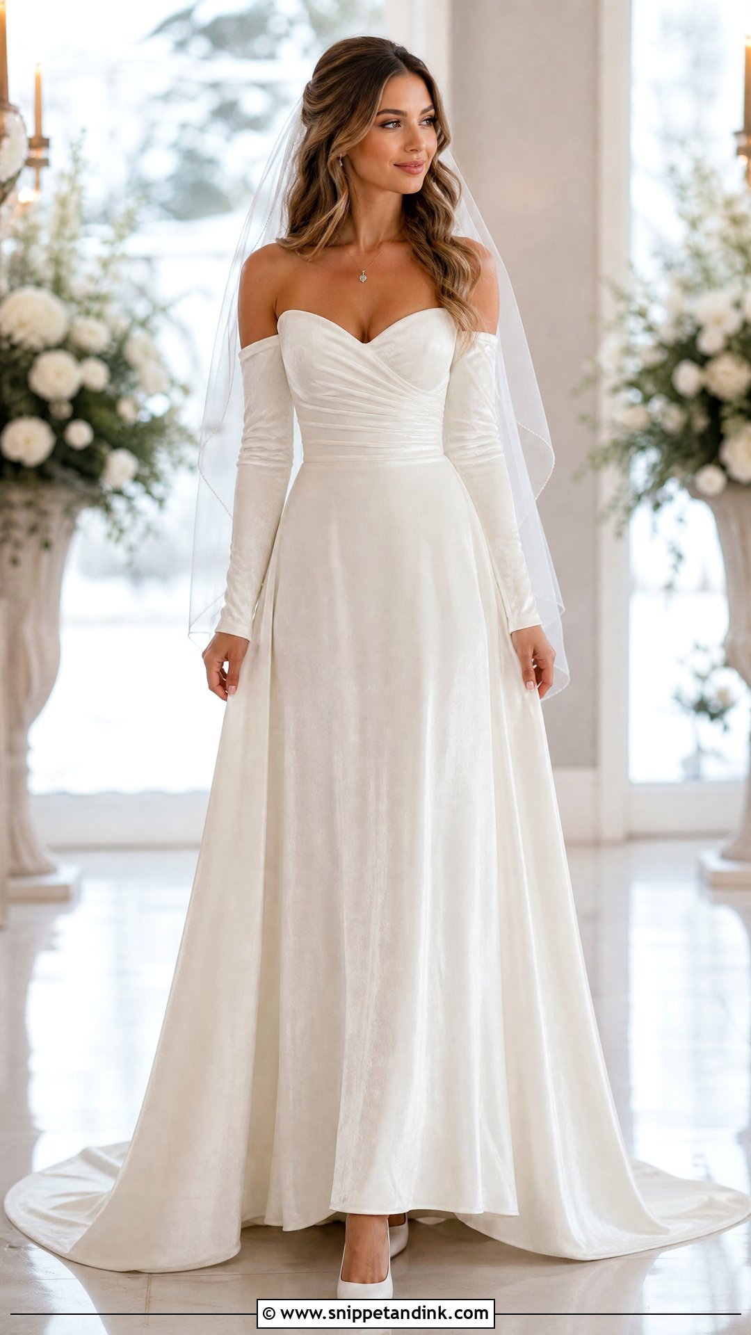 Velvet Bridal Dress With Sweetheart Neckline - Snippet and Ink - 20 Velvet Bridal Dress Ideas