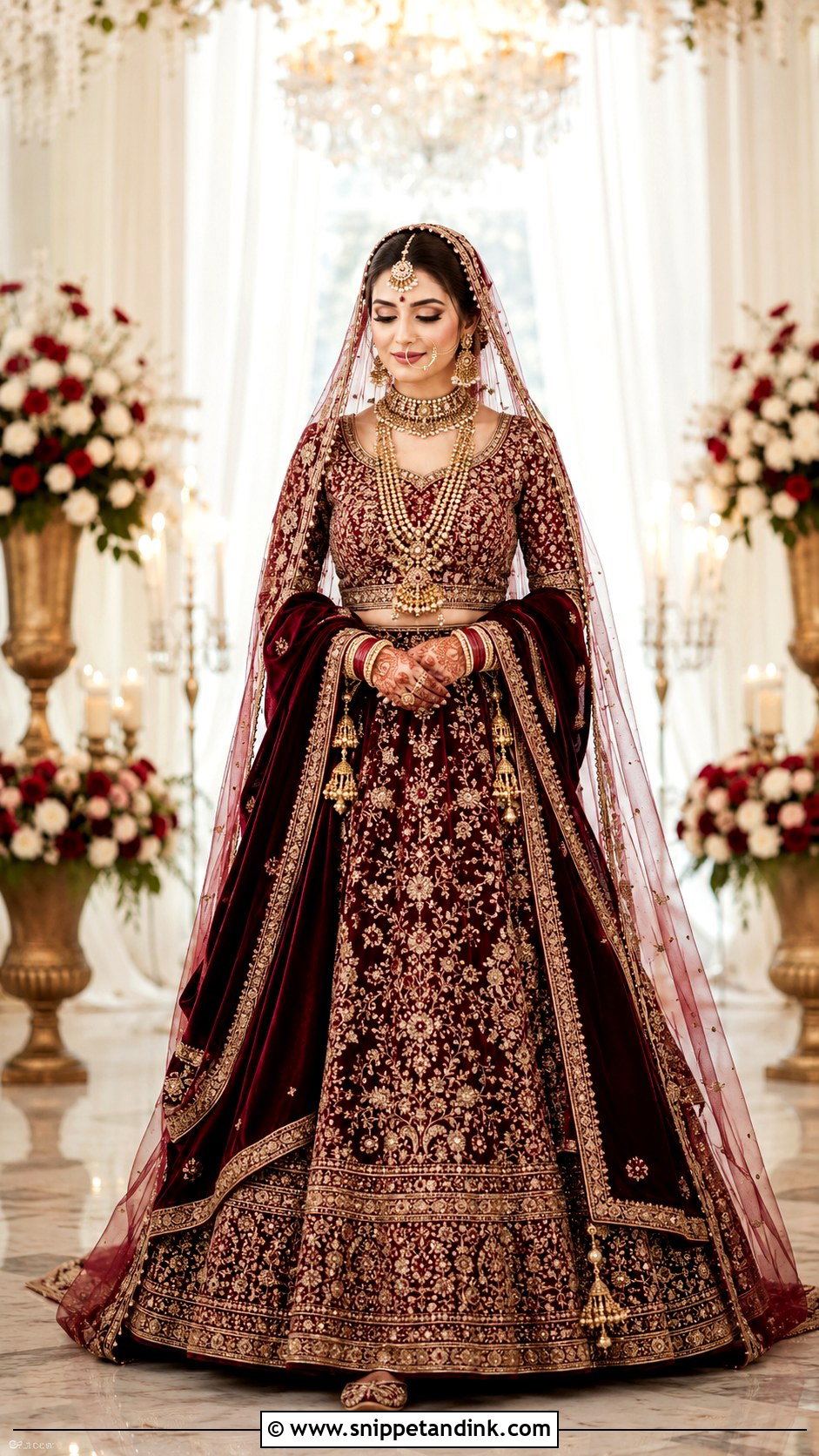 Velvet Bridal Dupatta - Snippet and Ink - 20 Bridal Duppata Design Ideas