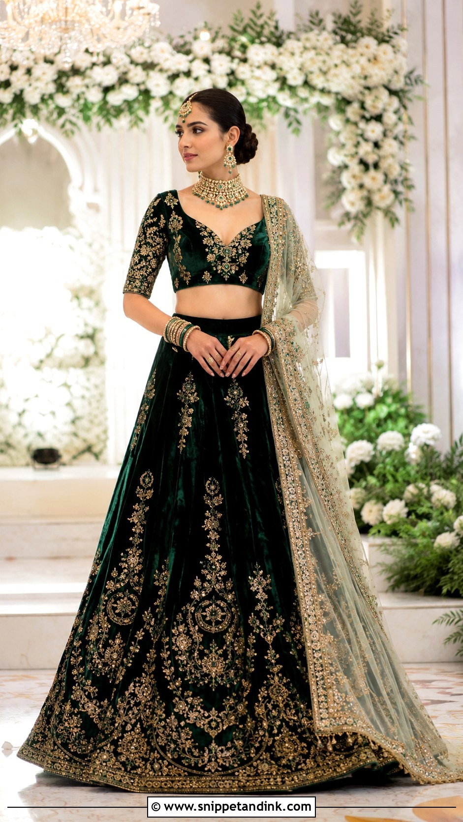 Velvet Bridal Lehenga - Snippet and Ink - 25 Bride Traditional Outfit Ideas