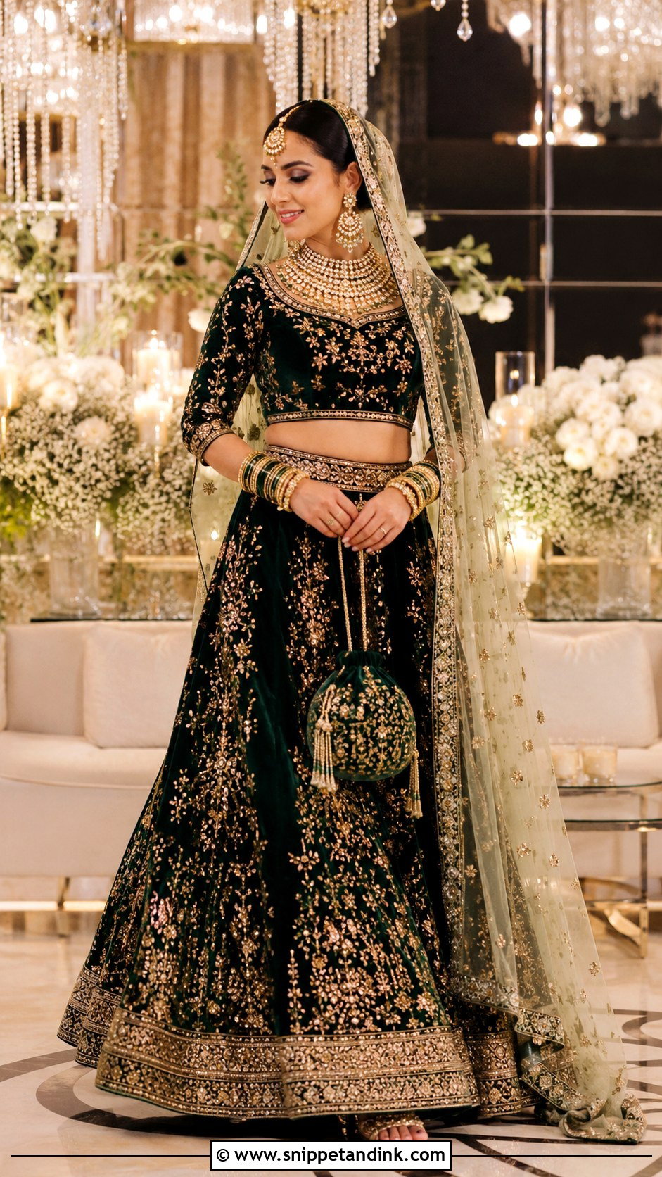 Velvet Bridal Lehenga For Wedding Day - Snippet and Ink - 25 Indian Bridal Outfits Wedding Day