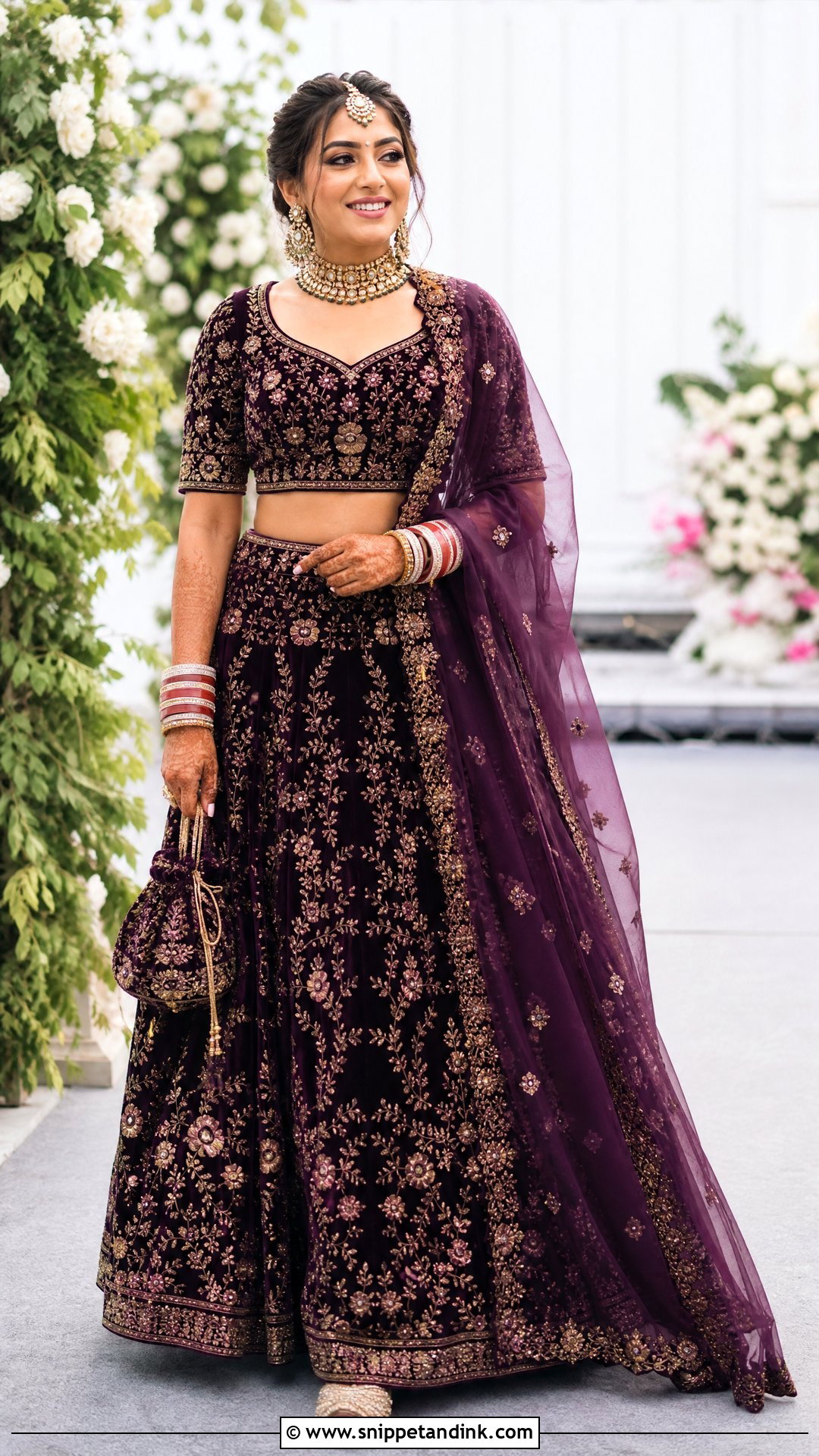 Velvet Bridal Lehenga Indian Wedding Dress - Snippet and Ink - 20 Indian Wedding Dresses Women