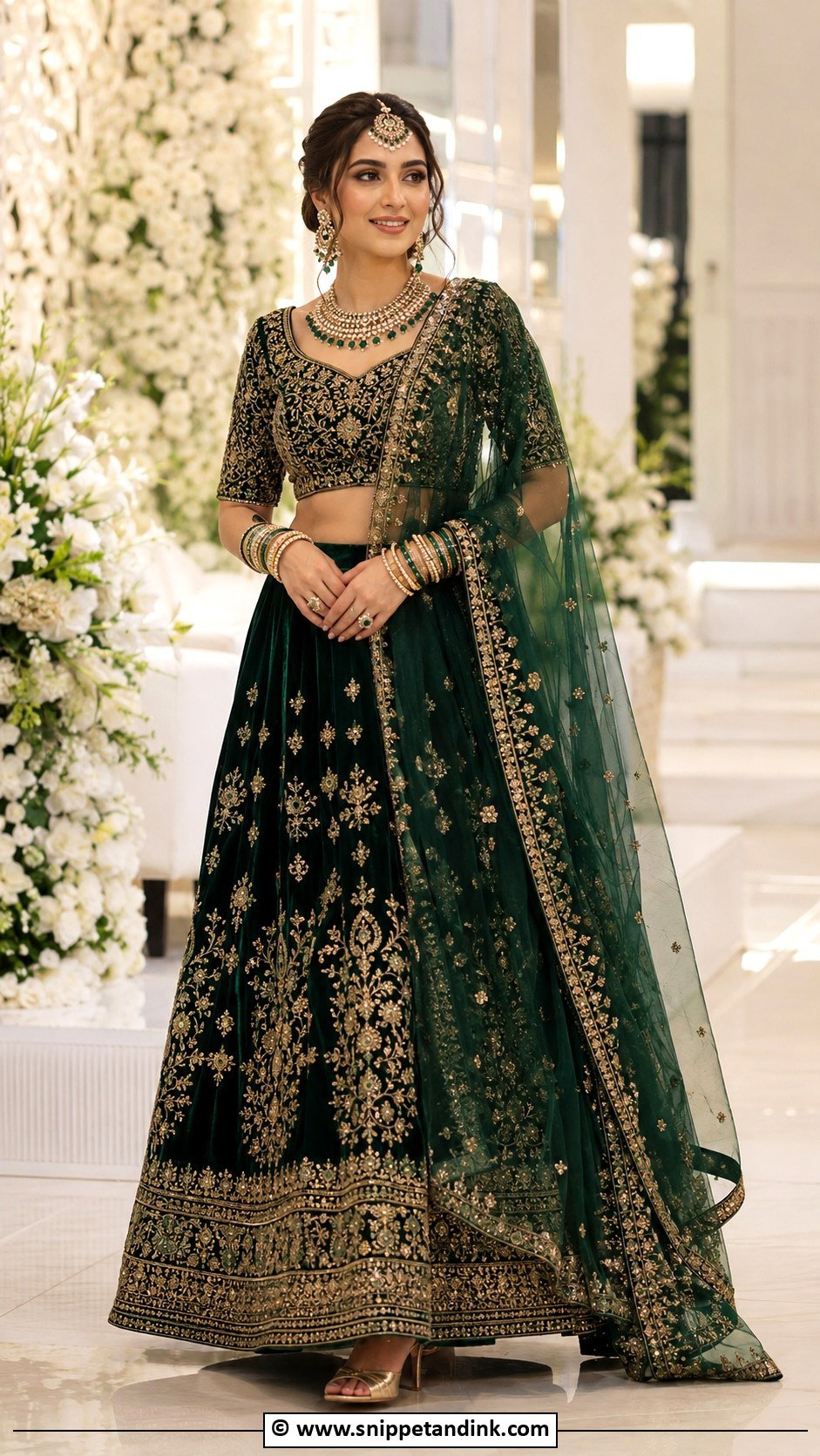 Velvet Bridal Lehenga - Snippet and Ink - 30 Asian Bridal Dresses