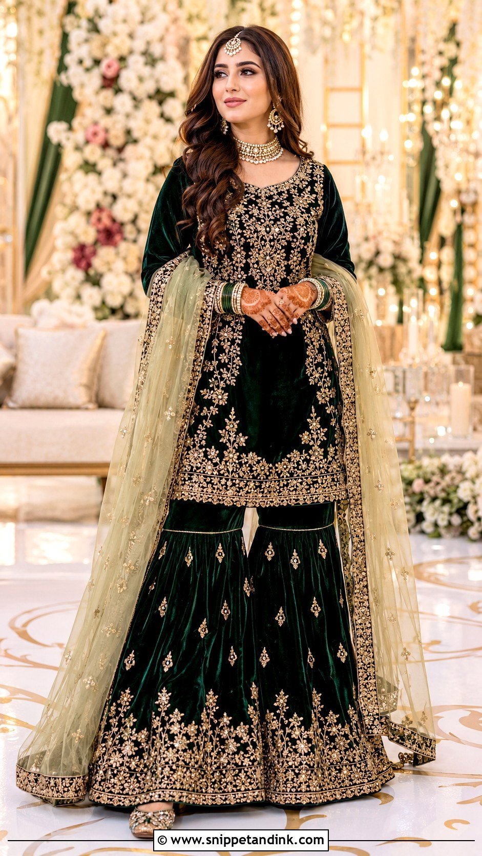 Velvet Bridal Mehndi Dress - Snippet and Ink - 30 Bridal Mehndi Dresses Ideas
