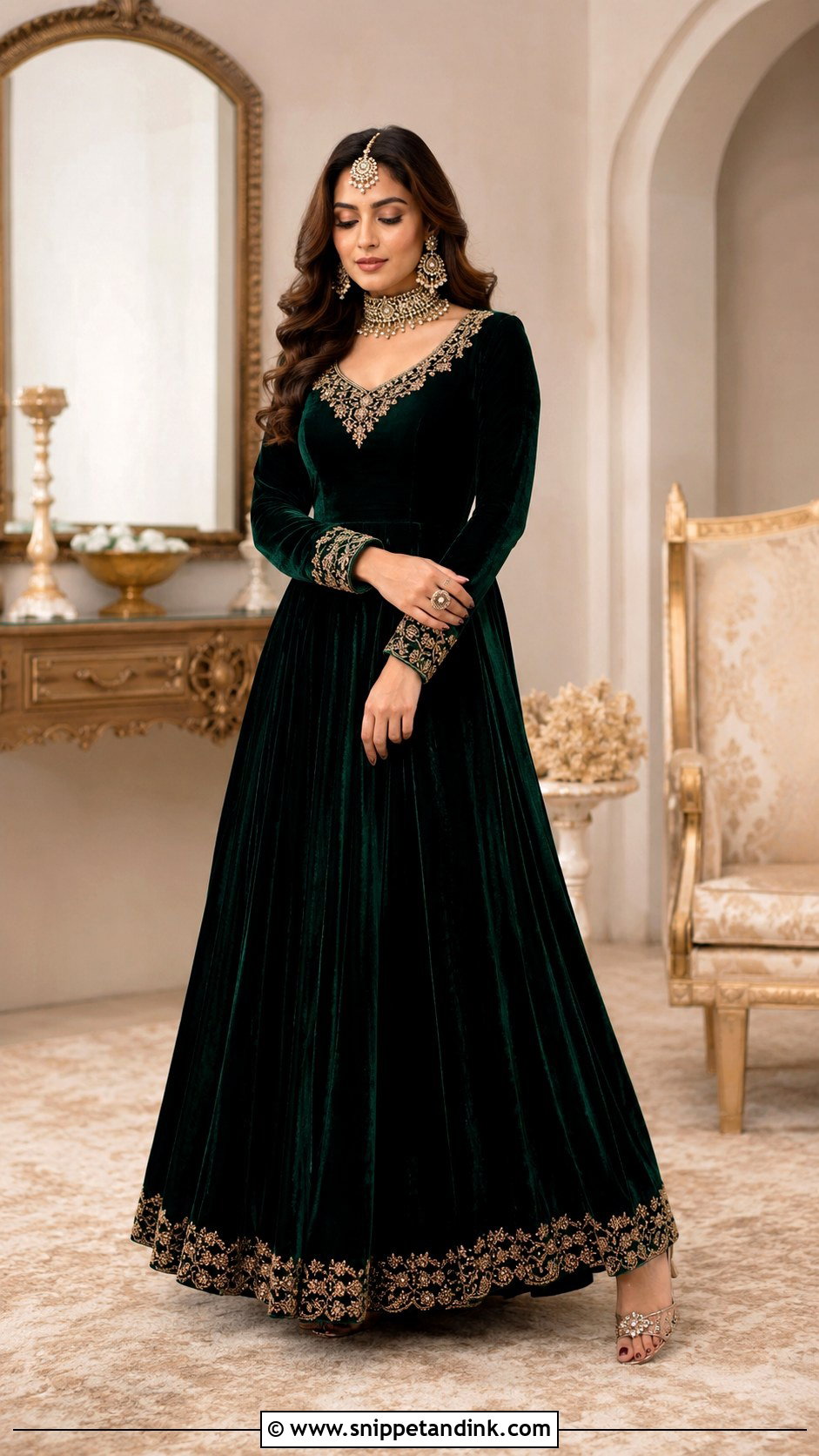 Velvet Bridal Sangeet Gown - Snippet and Ink - 25 Bridal Sangeet Outfit Gown Ideas