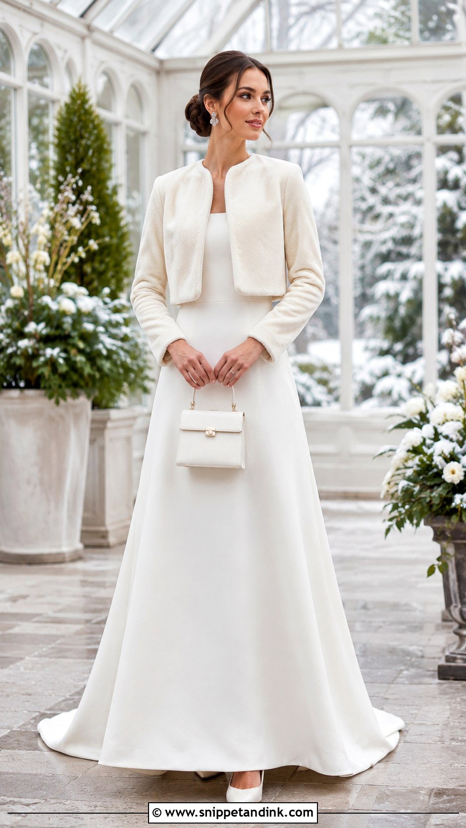 Velvet Bridal Shrug With Long Sleeve Gown - Snippet and Ink - 20 Bridal Shrug Ideas