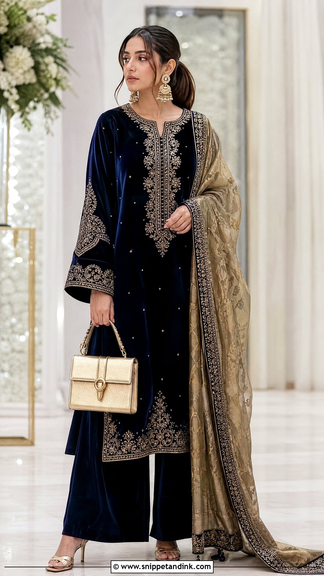 Velvet Co Ord Winter Marriage Outfit - Snippet and Ink - 20 Winter Marriage Outfit for Women Ideas