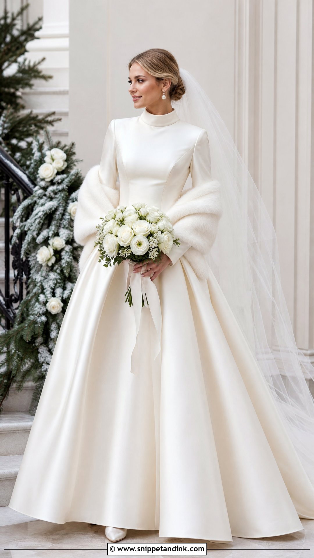 Velvet Collar Winter Wedding Dress - Snippet and Ink - 20 Wedding Dress with Collar Ideas