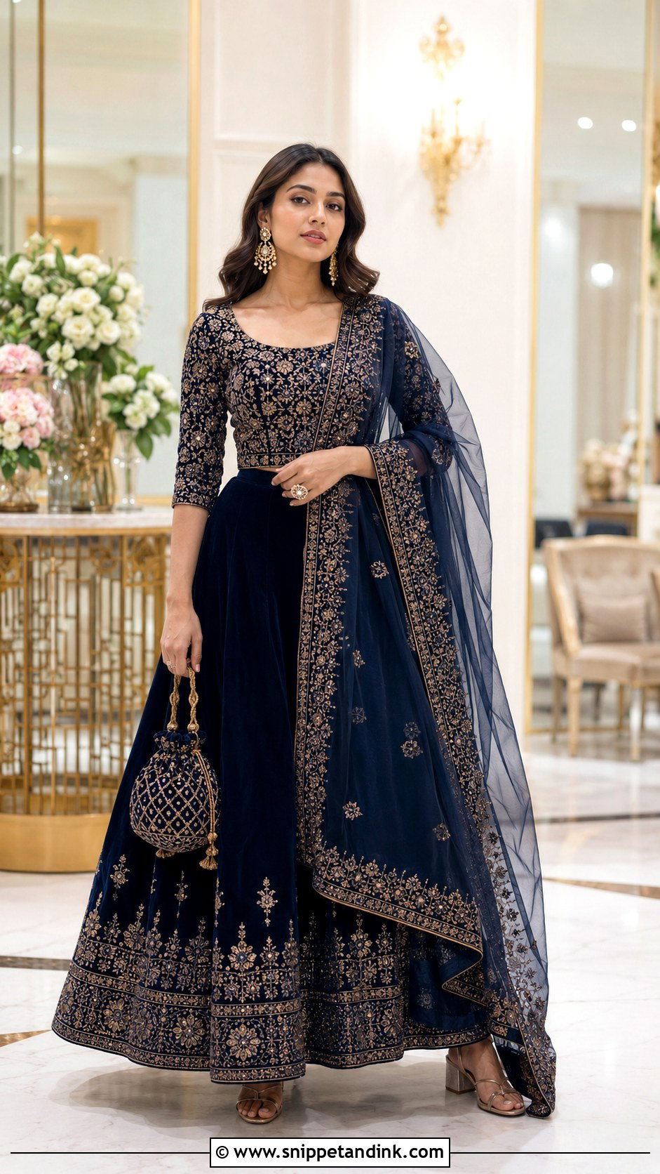 Velvet Desi Lehenga Outfit for Wedding - Snippet and Ink - 20 Desi Outfits for Wedding