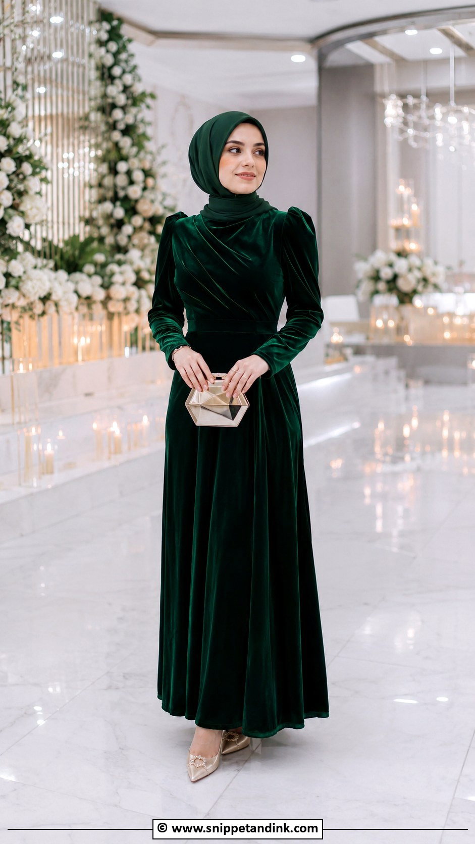 Velvet Dress Hijab Wedding Outfit - Snippet and Ink - 25 Hijab for Wedding Ideas
