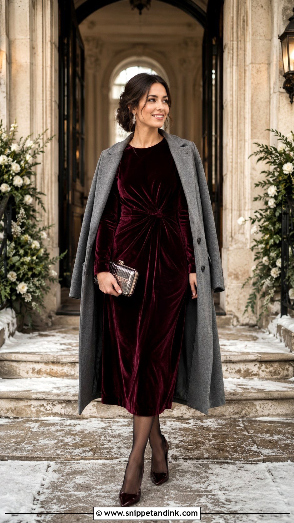 Velvet Dress Wedding Guest Outfit - Snippet and Ink - 20 Modern Wedding Outfit Ideas