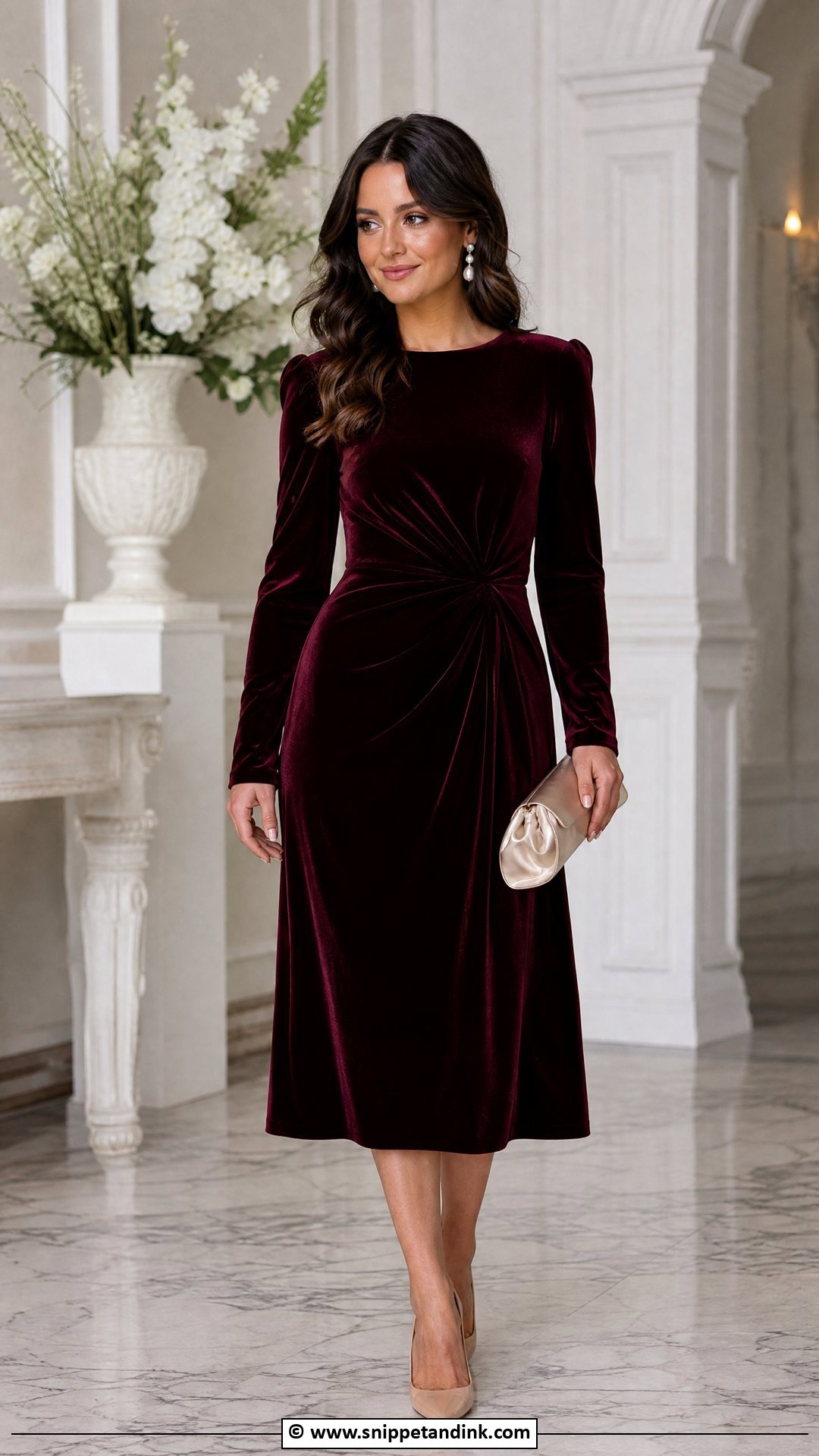 Velvet Dress Wedding Guest Outfit - Snippet and Ink - 30 What to Wear to a Wedding Ideas