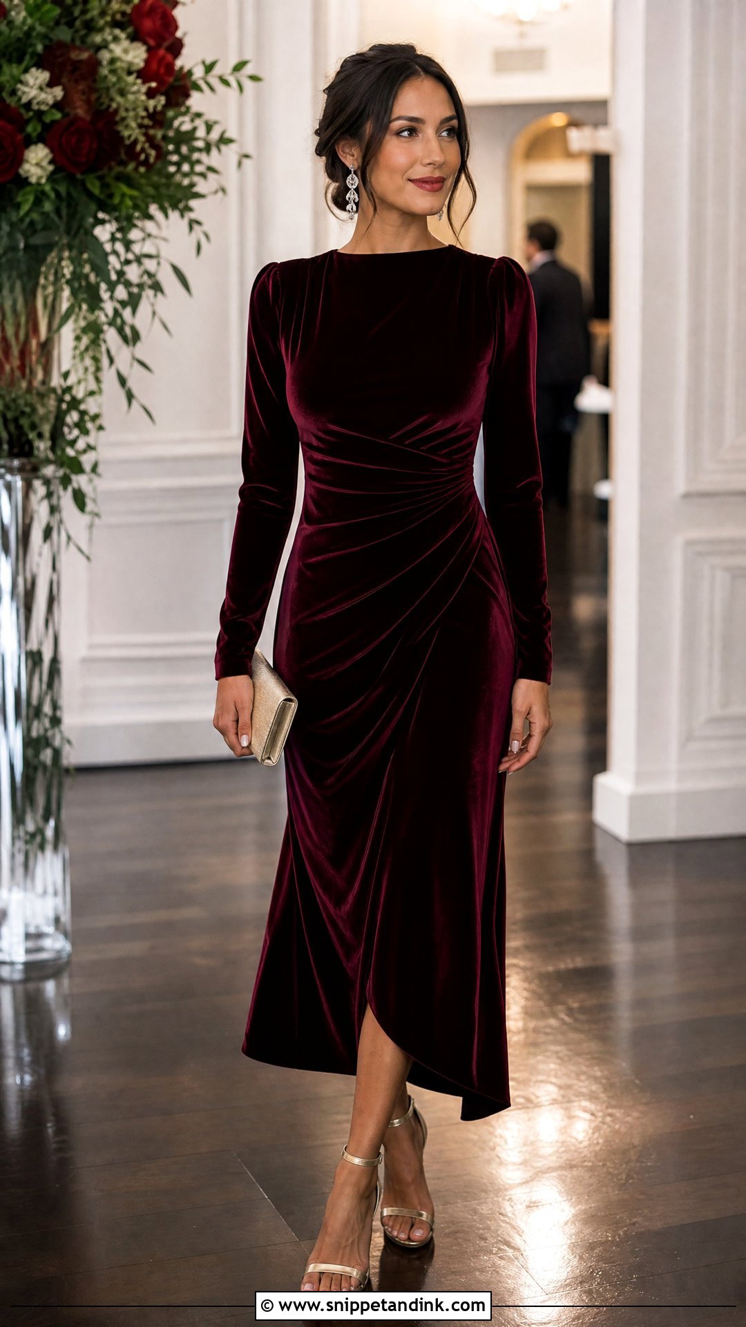 Velvet Dress Wedding Outfit - Snippet and Ink - 25 Wedding Outfits Women