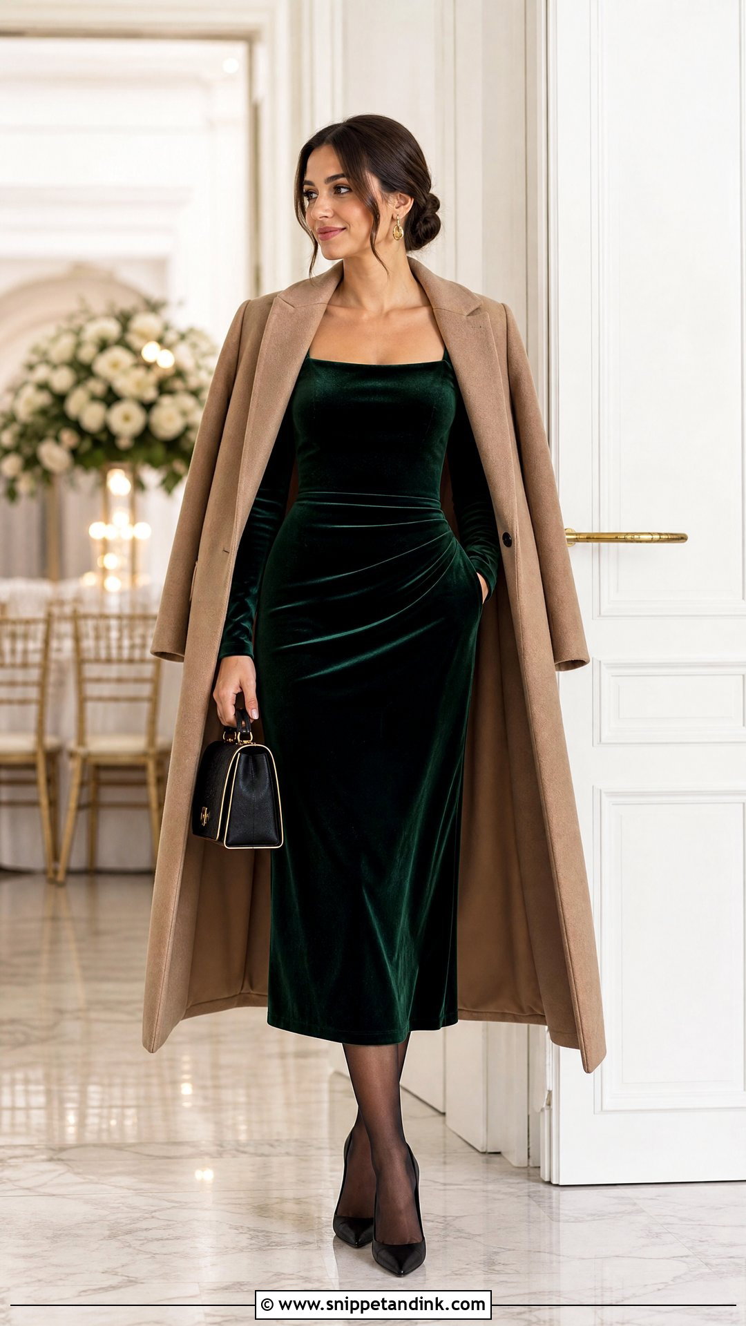 Velvet Dress Winter Wedding Outfit - Snippet and Ink - 20 Wedding Party Wear Ideas