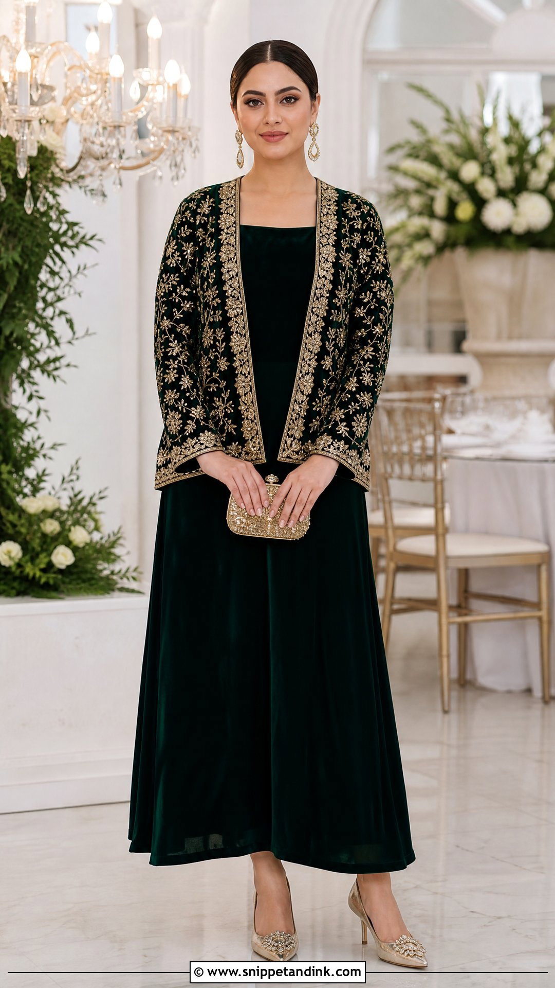 Velvet Dress With Embroidered Shrug - Snippet and Ink - 20 Shrug Dresses Indian Wedding