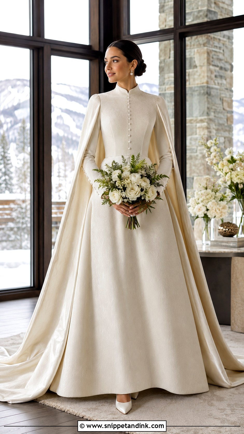 Velvet Empress Wedding Dress With Long Cape - Snippet and Ink - 20 Empress Wedding Dress Ideas