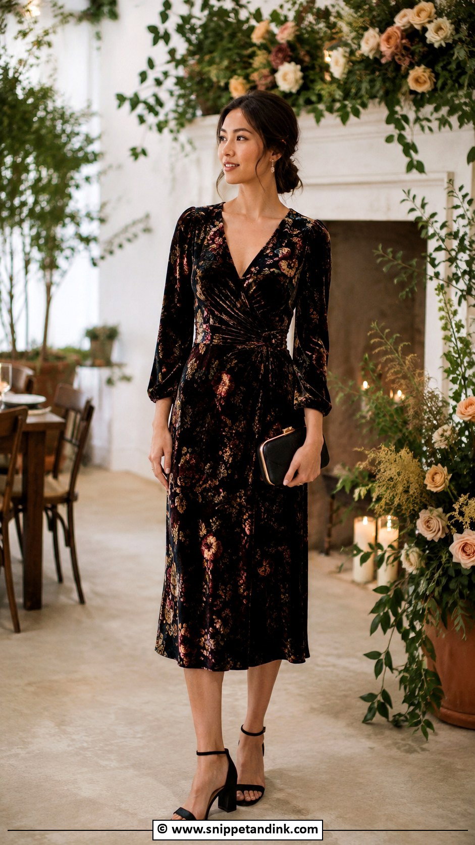 Velvet Floral Dress Wedding Guest - Snippet and Ink - 30 Velvet Dress for Wedding Ideas
