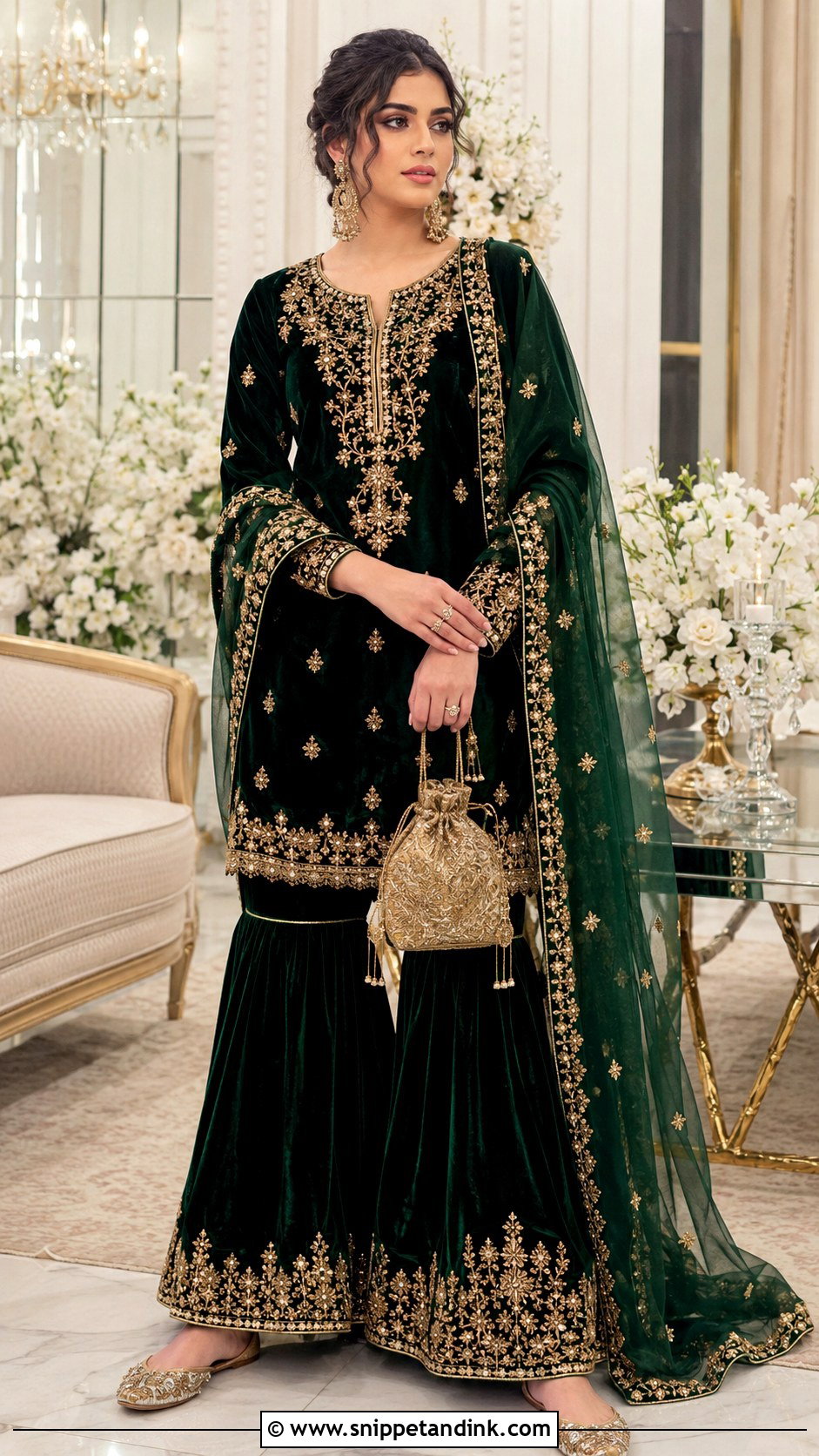 Velvet Gharara Wedding Outfit - Snippet and Ink - 20 Desi Fits for Wedding Ideas