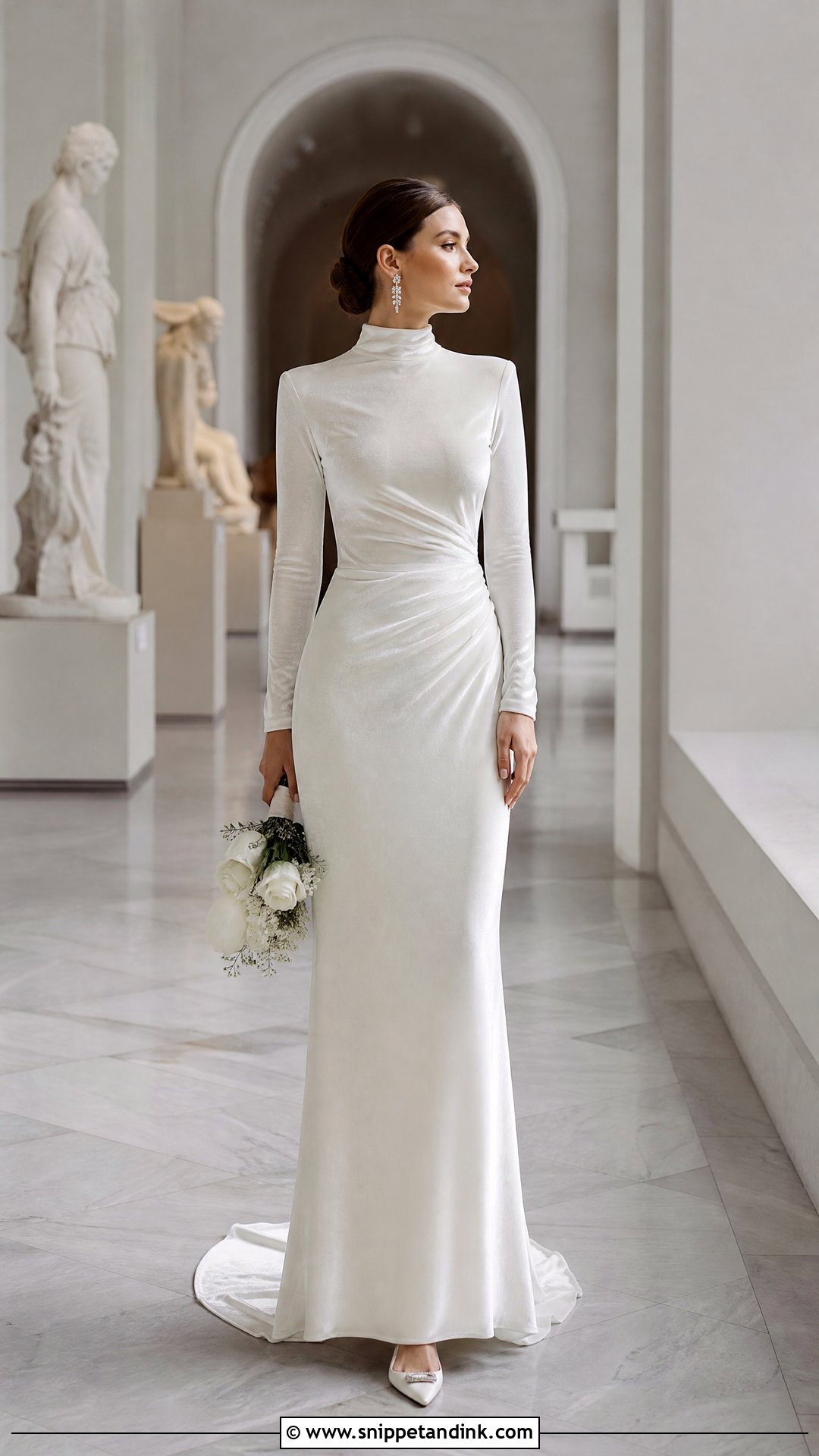 Velvet High Neck Wedding Dress - Snippet and Ink - 25 Velvet Wedding Dress Ideas