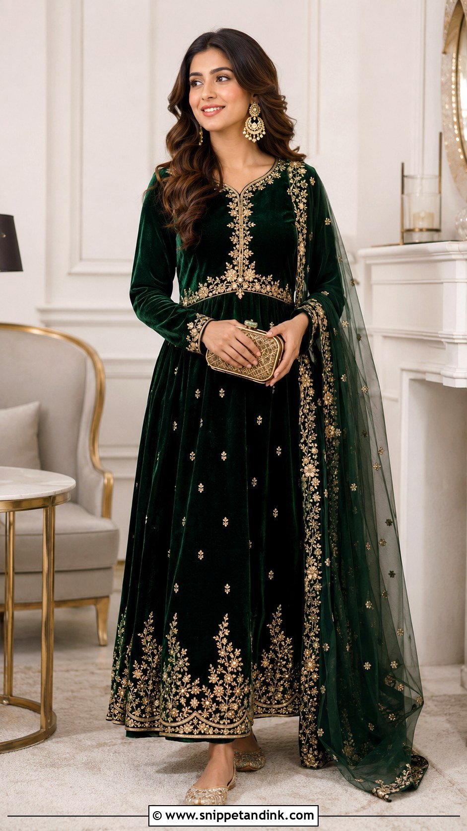 Velvet Indian Dress Outfit - Snippet and Ink - 20 Aesthetic Indian Dress Ideas