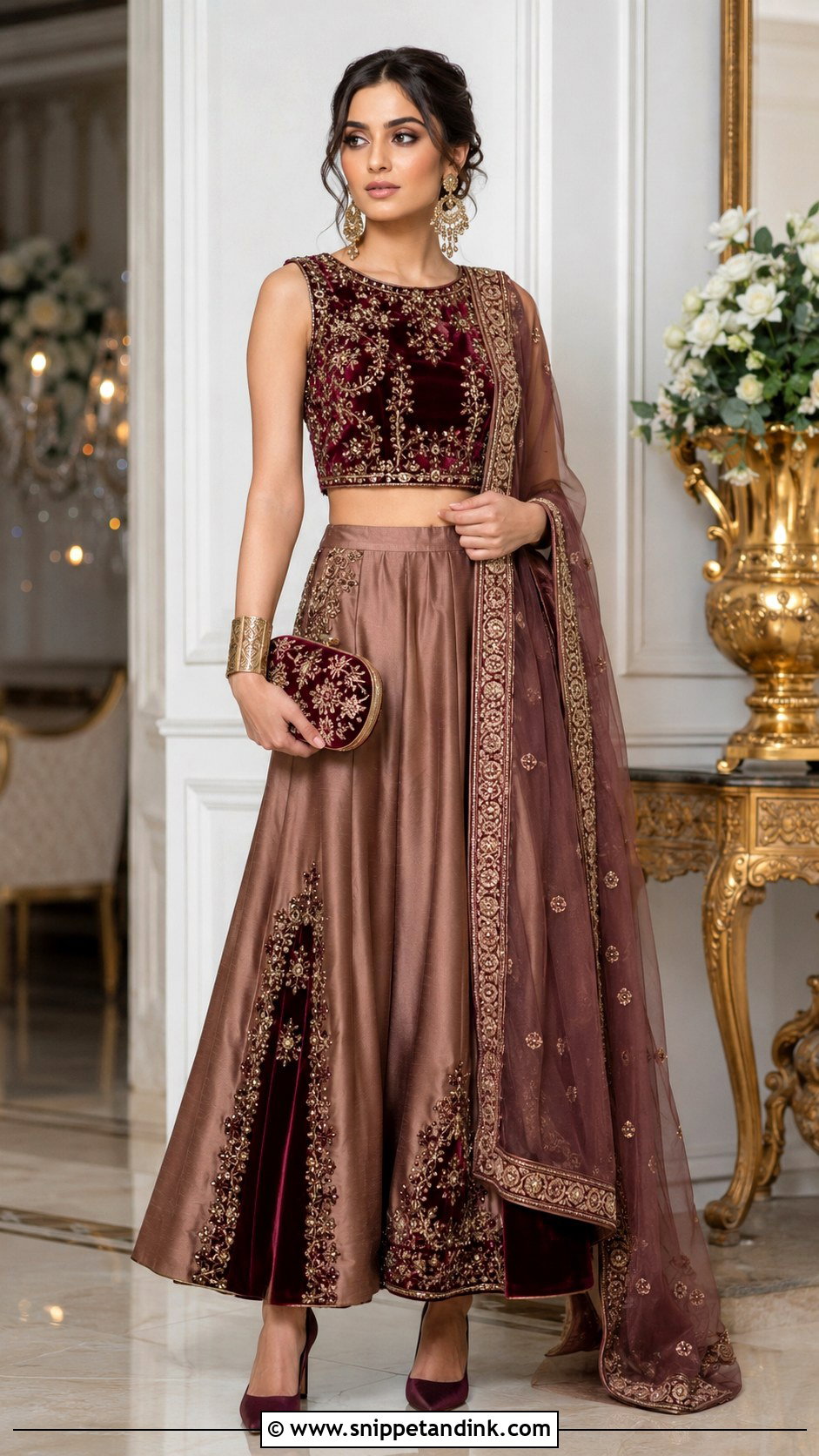 Velvet Indian Skirt Top Wedding Outfit - Snippet and Ink - 20 Indian Skirt Top Wedding Outfit Ideas