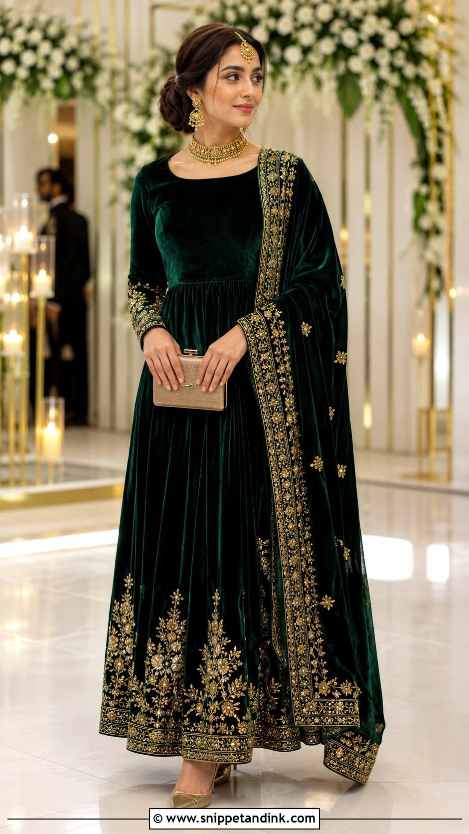 Velvet Indian Wedding Gown - Snippet and Ink - 30 Indian Wedding Gowns