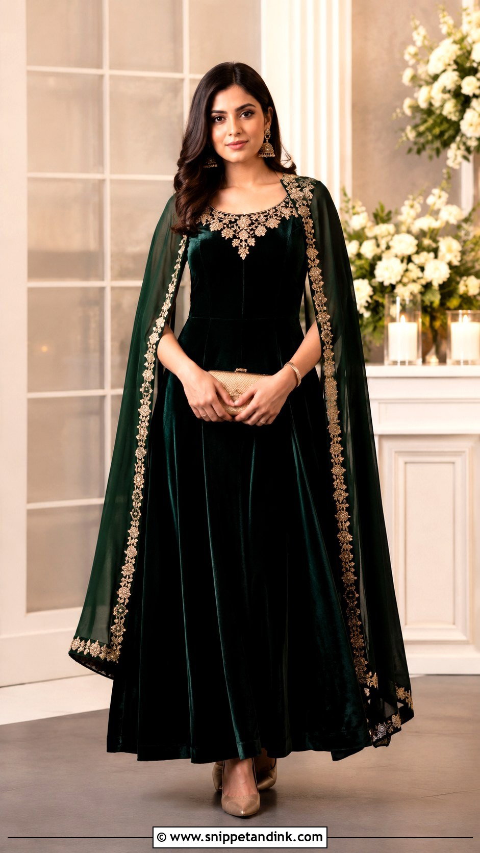 Velvet Indo Western Gown For Winter Wedding - Snippet and Ink - 20 Indo Western Party Wear Gowns Wedding Dresses